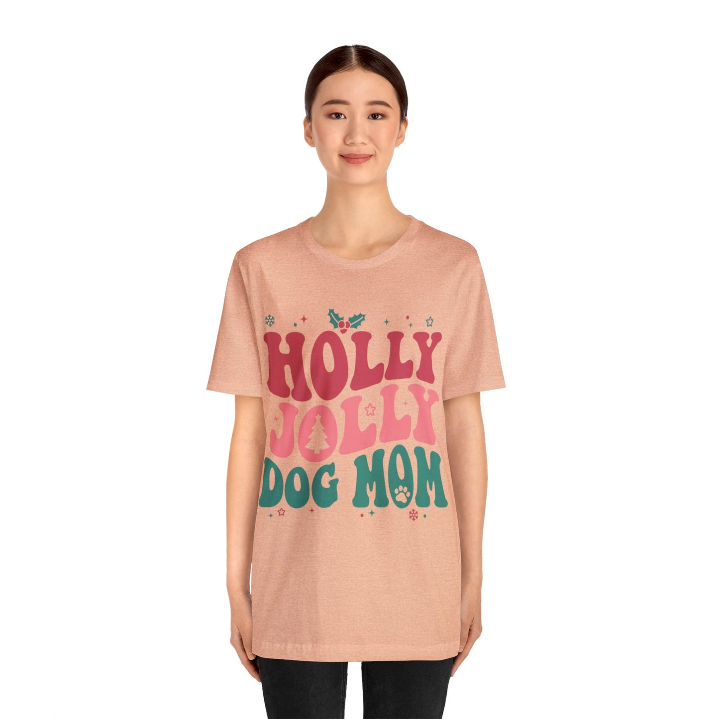 Holly Jolly Dog Mom Unisex Jersey Short Sleeve Tee