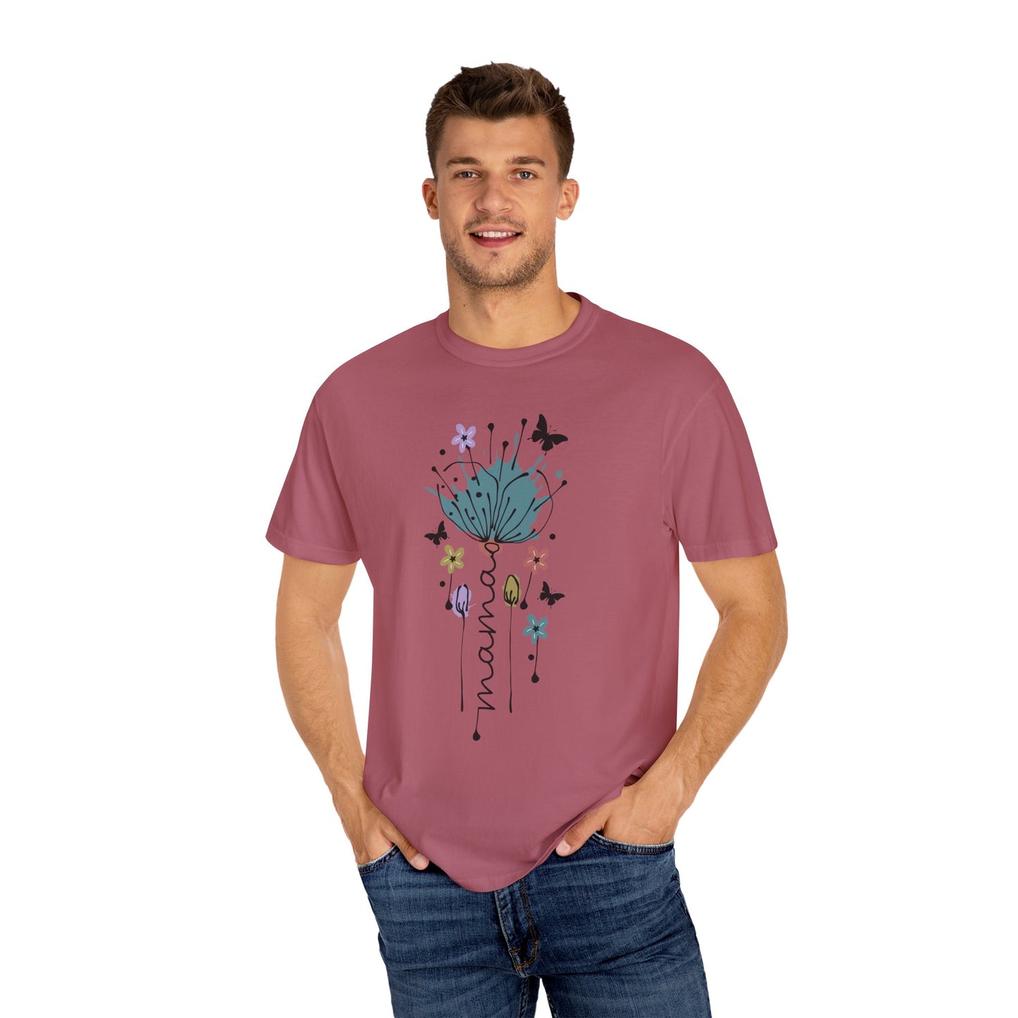 Mama Floral Unisex Garment-Dyed T-shirt