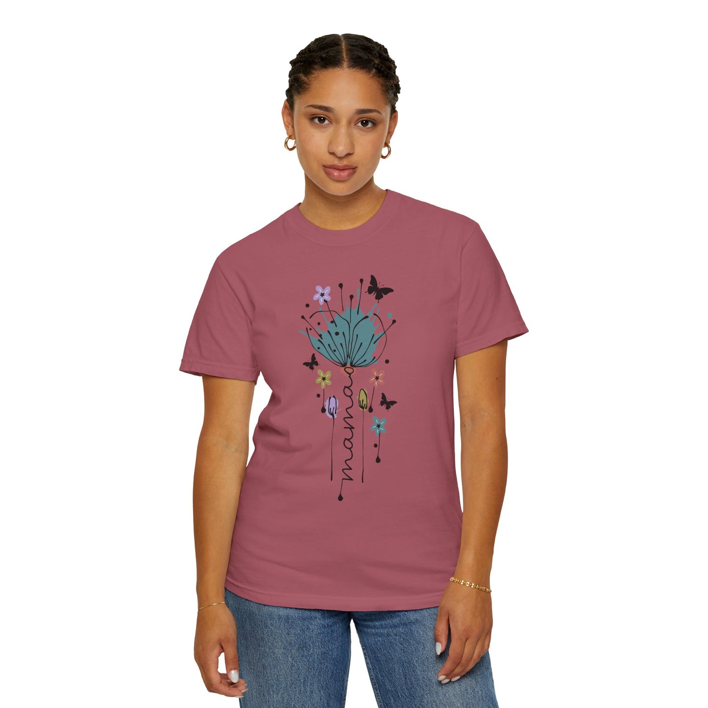 Mama Floral Unisex Garment-Dyed T-shirt