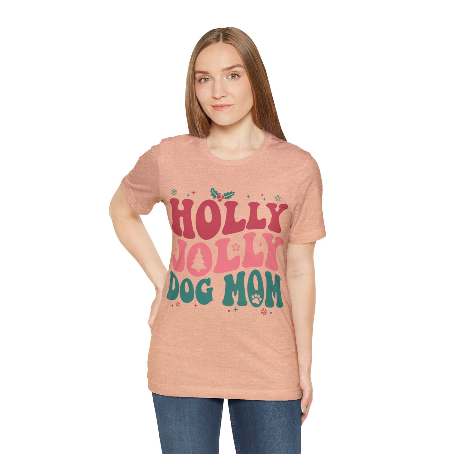 Holly Jolly Dog Mom Unisex Jersey Short Sleeve Tee