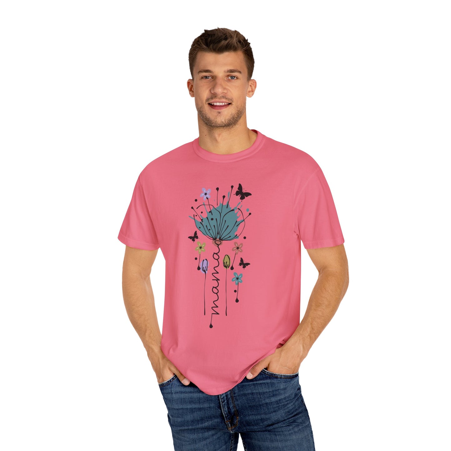 Mama Floral Unisex Garment-Dyed T-shirt