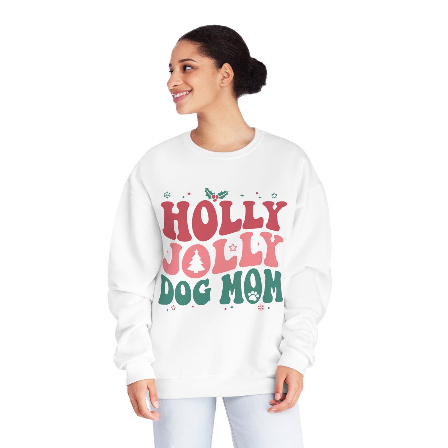 Holly Jolly Dog Mom Unisex NuBlend® Crewneck Sweatshirt