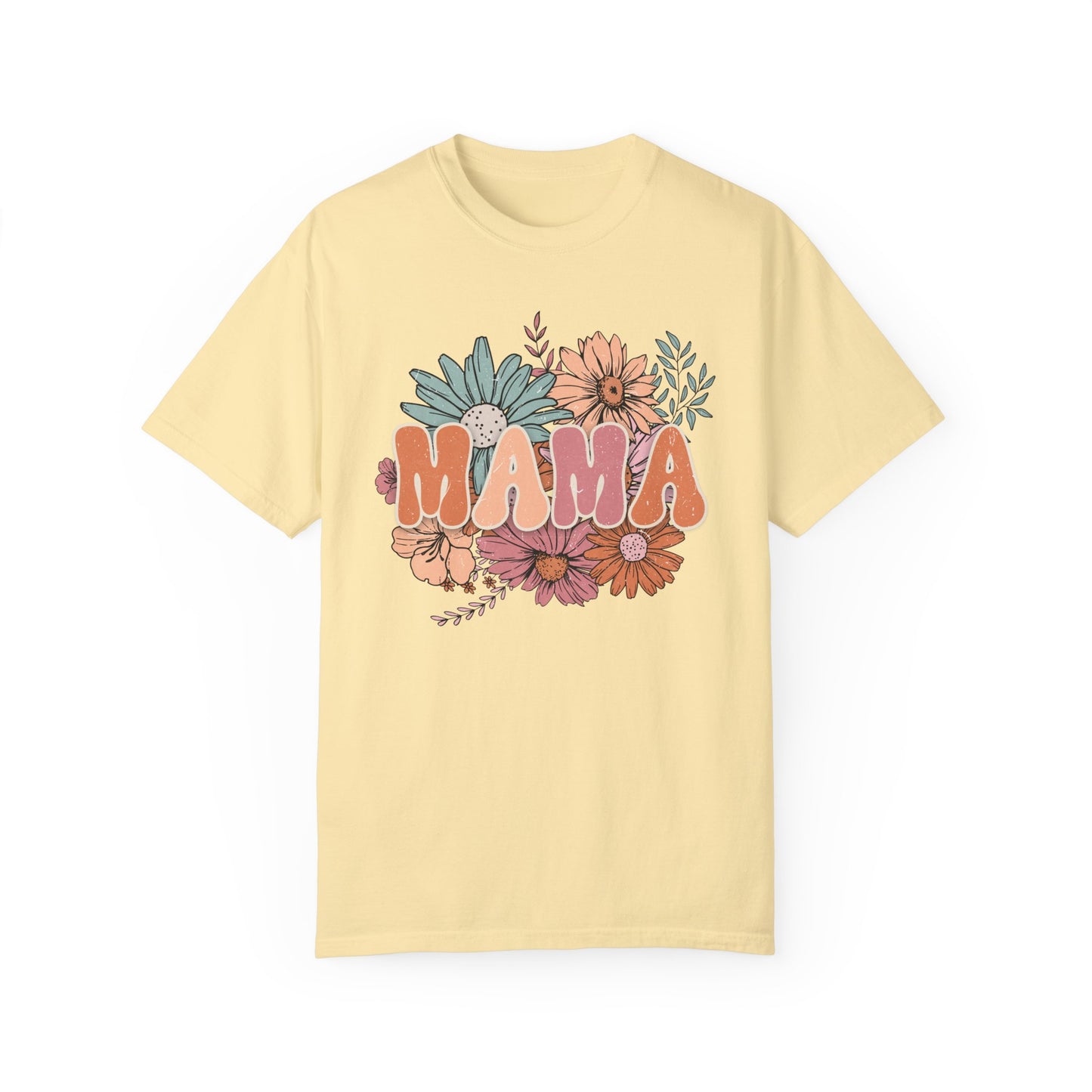 Mama Retro Floral Unisex Garment-Dyed T-shirt