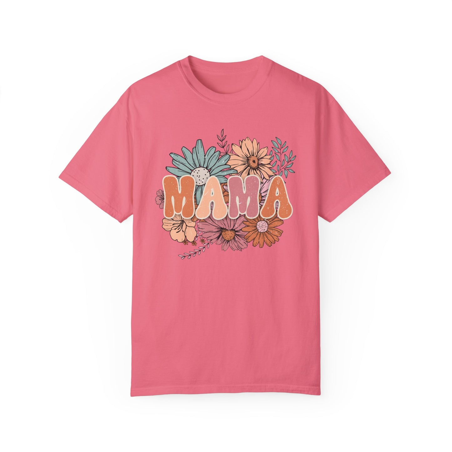 Mama Retro Floral Unisex Garment-Dyed T-shirt