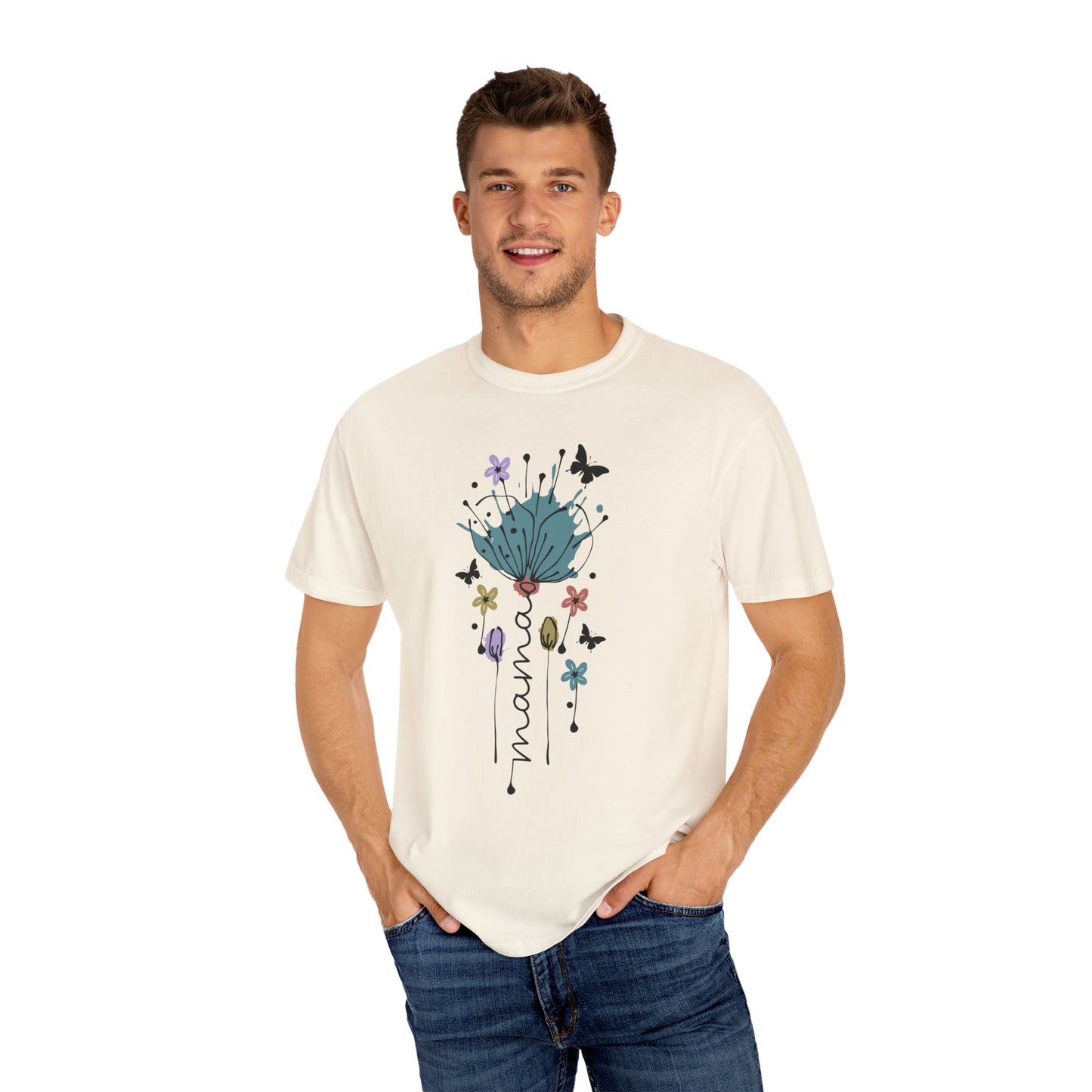 Mama Floral Unisex Garment-Dyed T-shirt