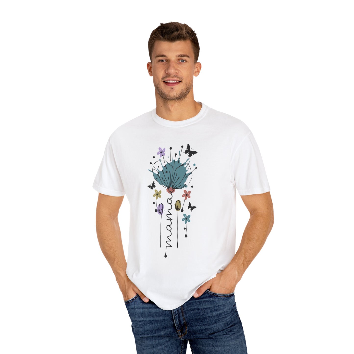 Mama Floral Unisex Garment-Dyed T-shirt