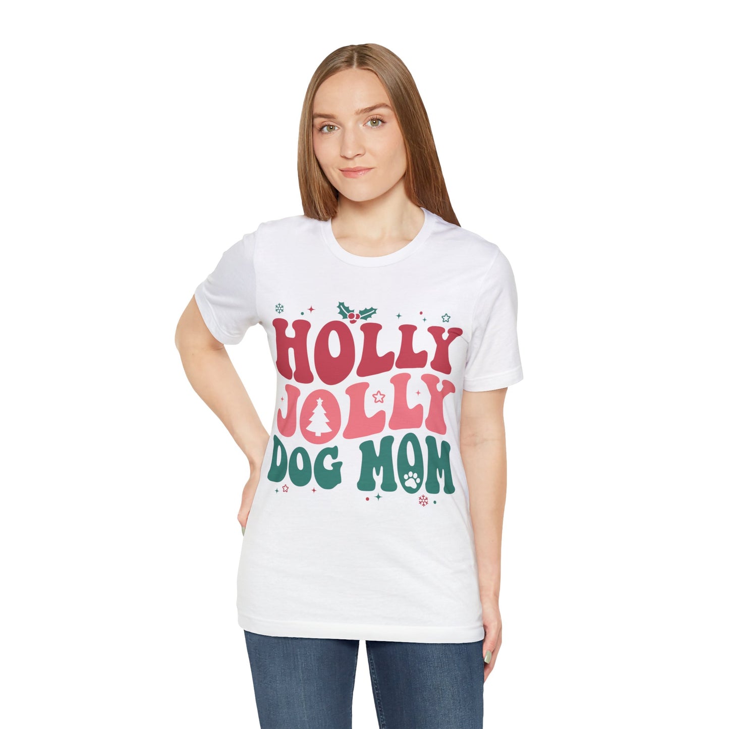 Holly Jolly Dog Mom Unisex Jersey Short Sleeve Tee