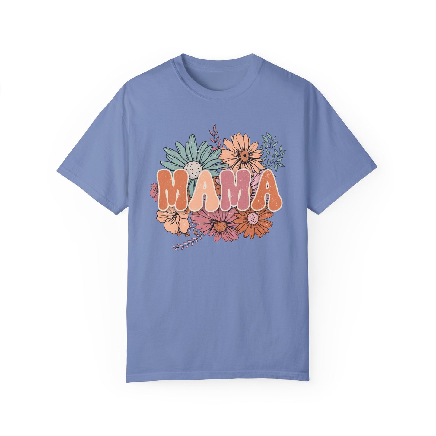 Mama Retro Floral Unisex Garment-Dyed T-shirt