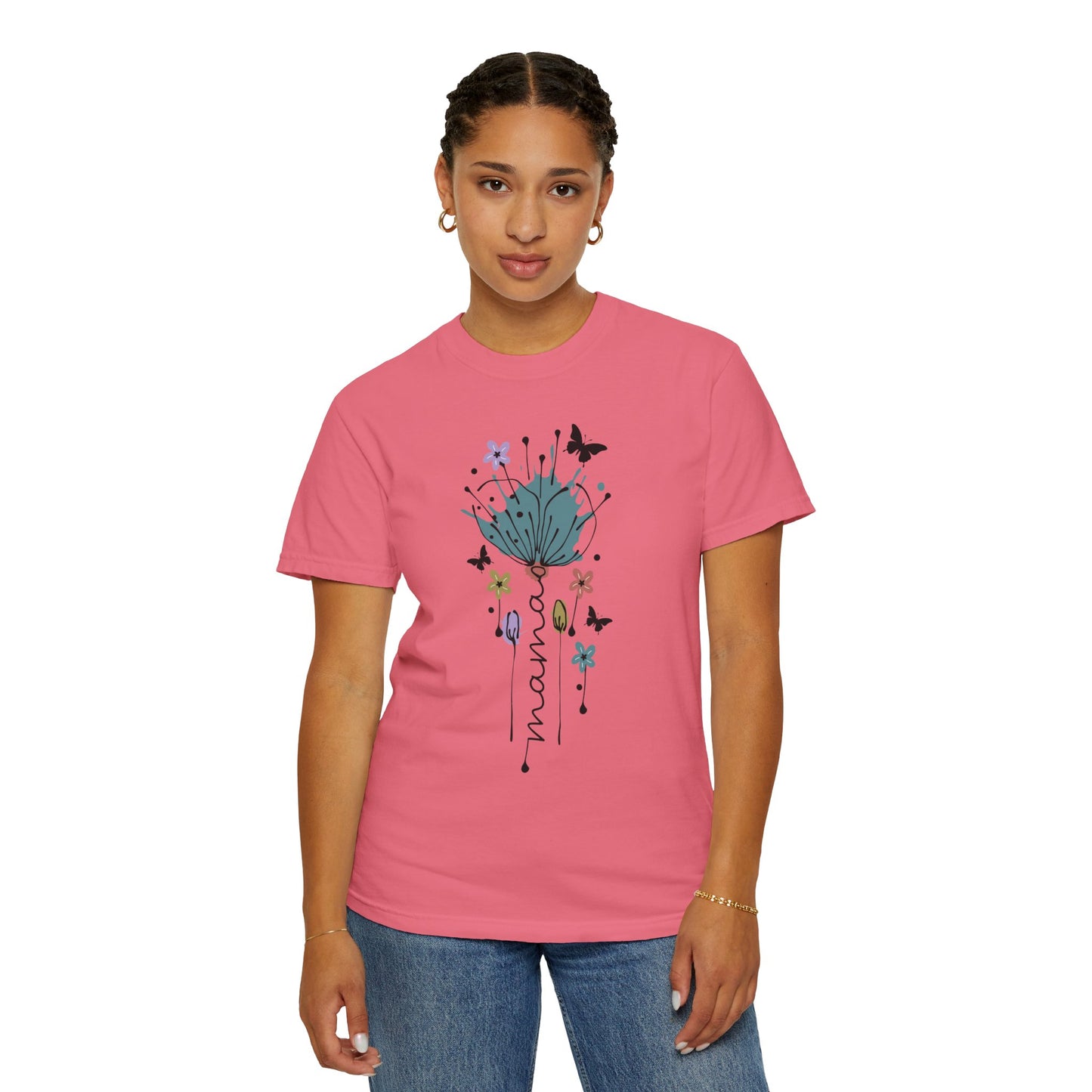 Mama Floral Unisex Garment-Dyed T-shirt