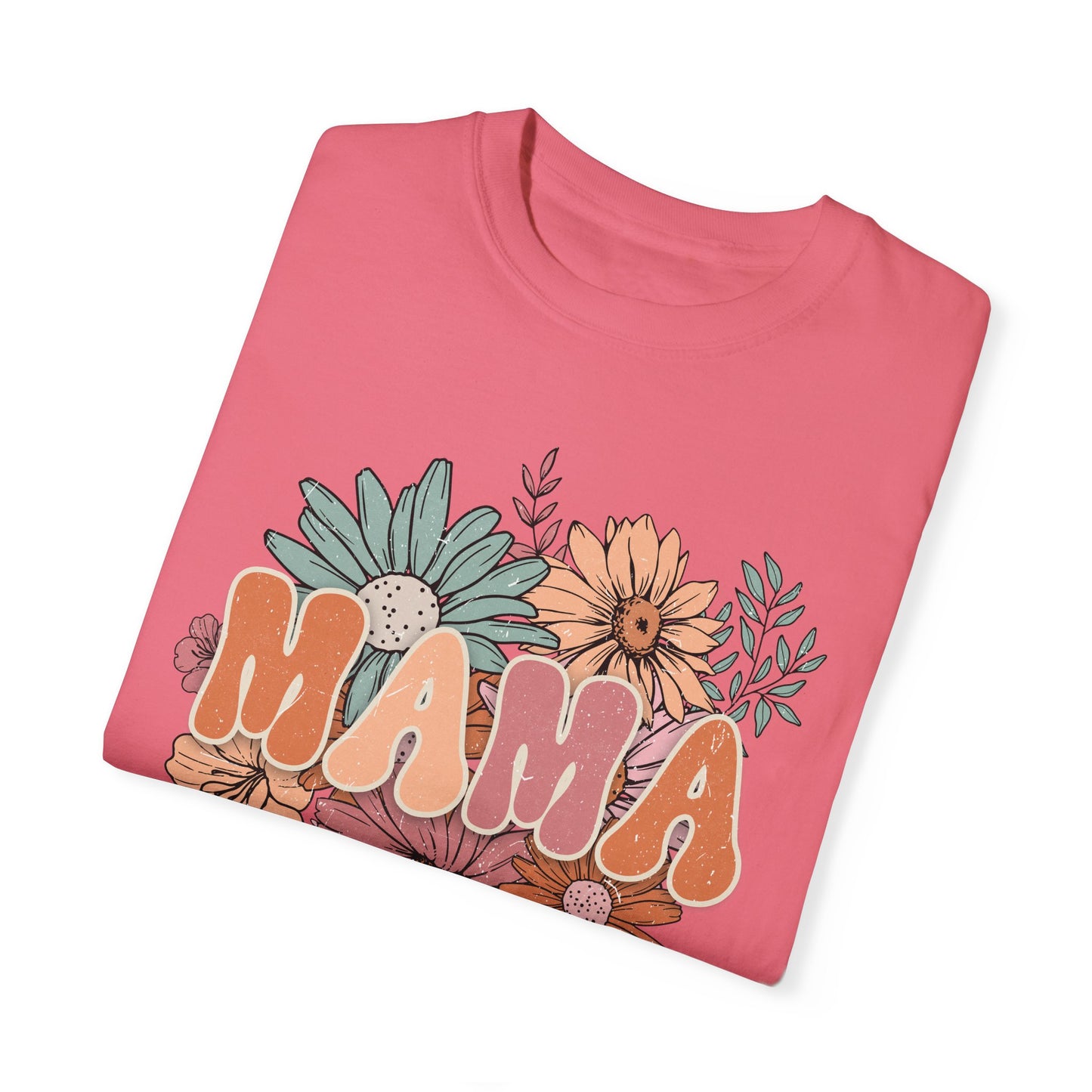 Mama Retro Floral Unisex Garment-Dyed T-shirt