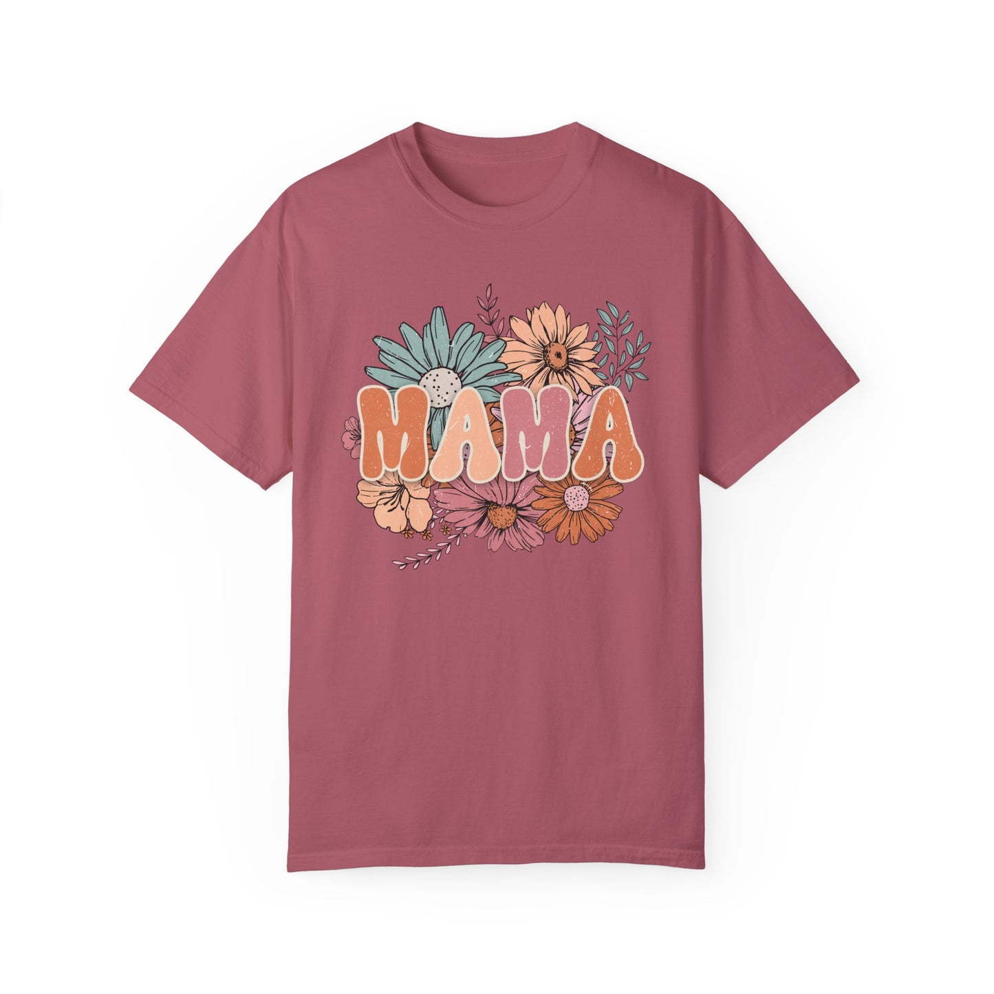 Mama Retro Floral Unisex Garment-Dyed T-shirt