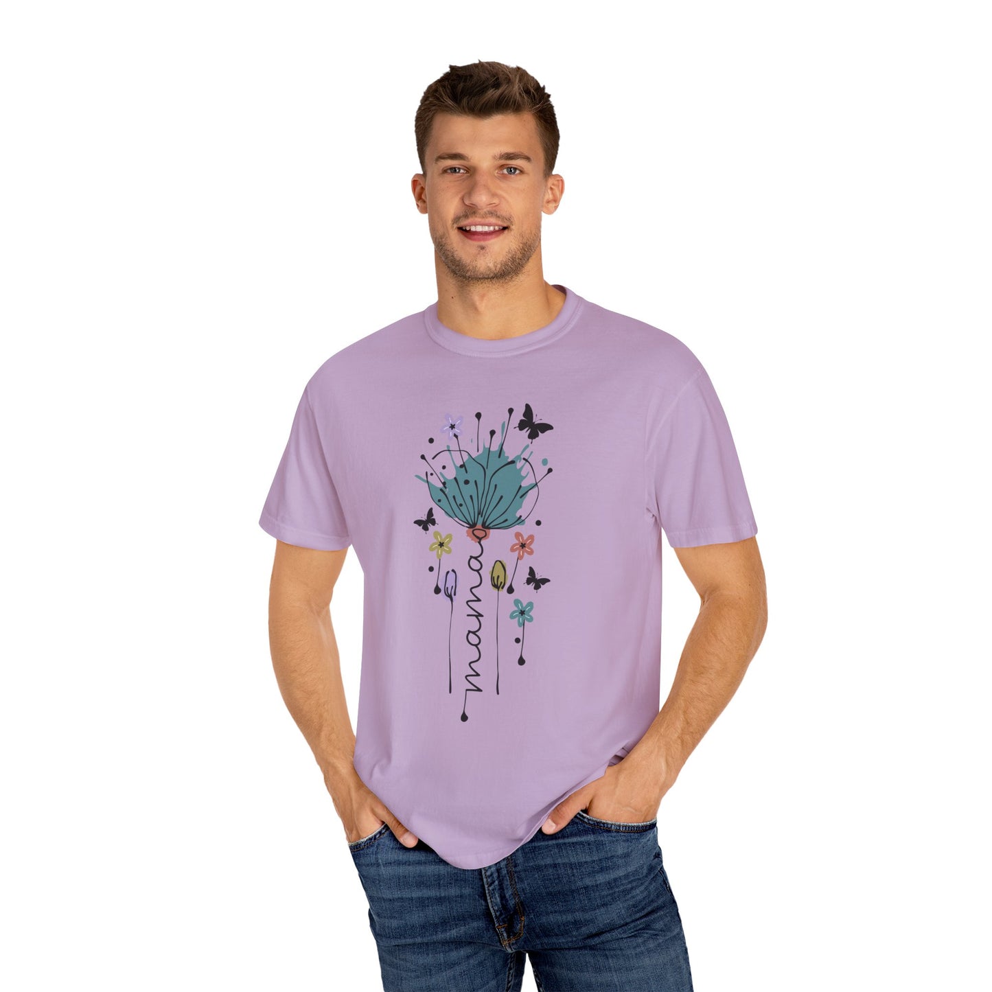 Mama Floral Unisex Garment-Dyed T-shirt