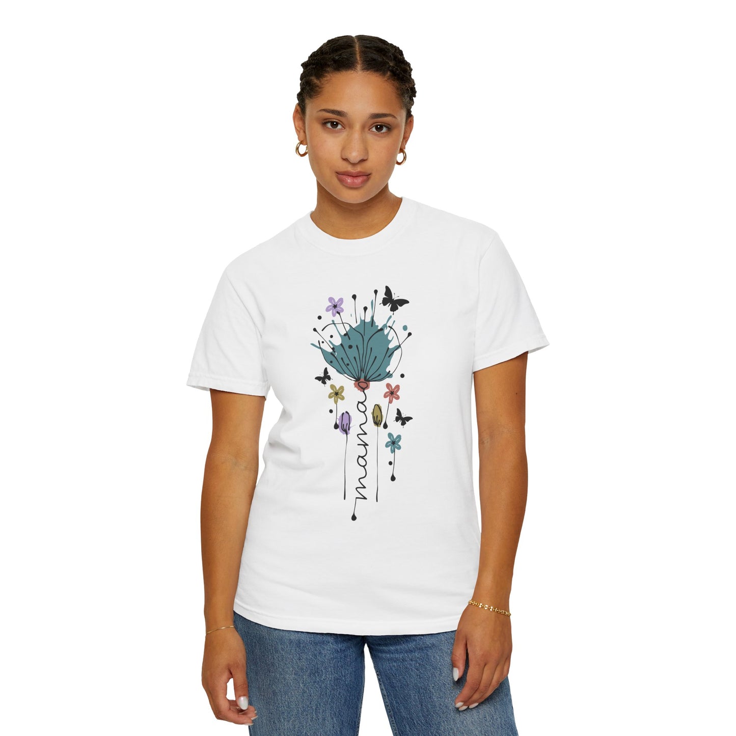 Mama Floral Unisex Garment-Dyed T-shirt