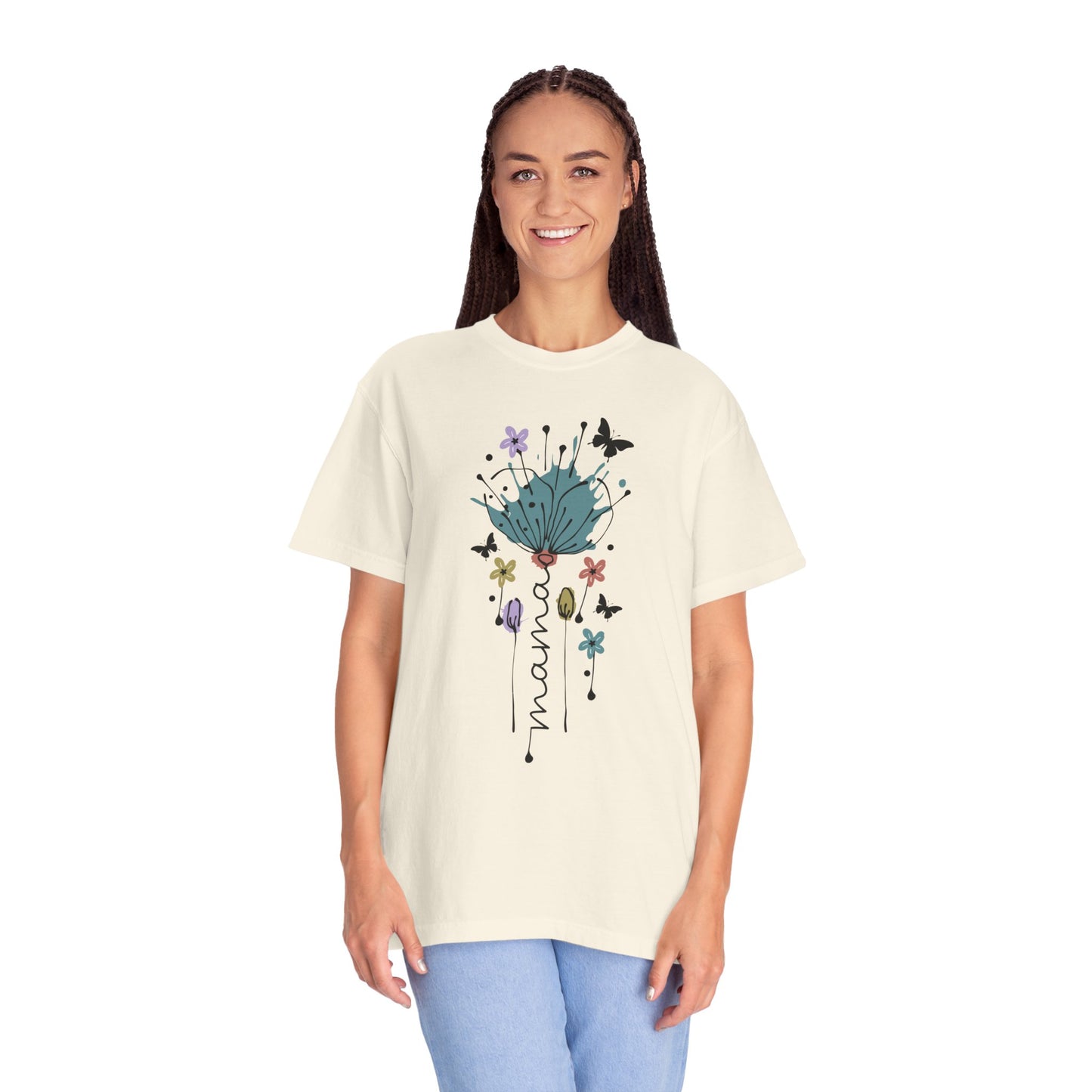 Mama Floral Unisex Garment-Dyed T-shirt