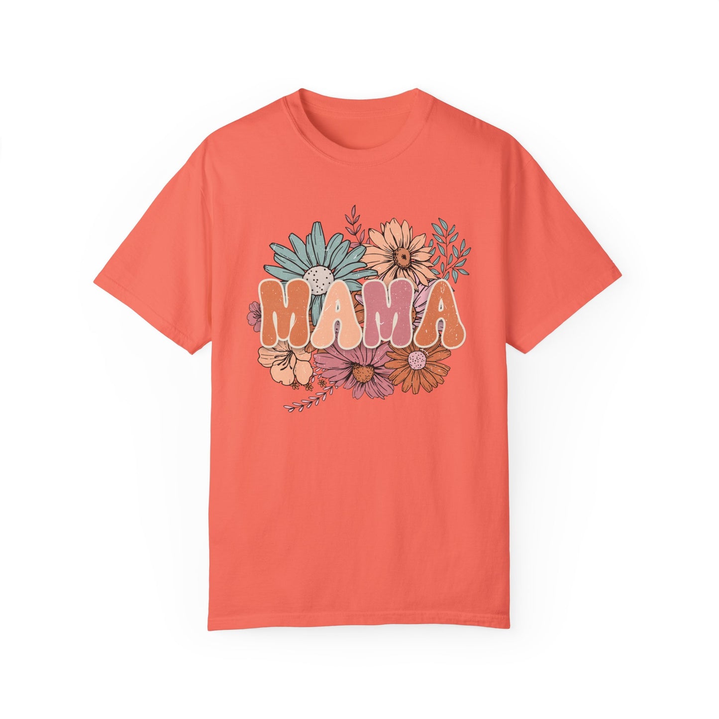 Mama Retro Floral Unisex Garment-Dyed T-shirt