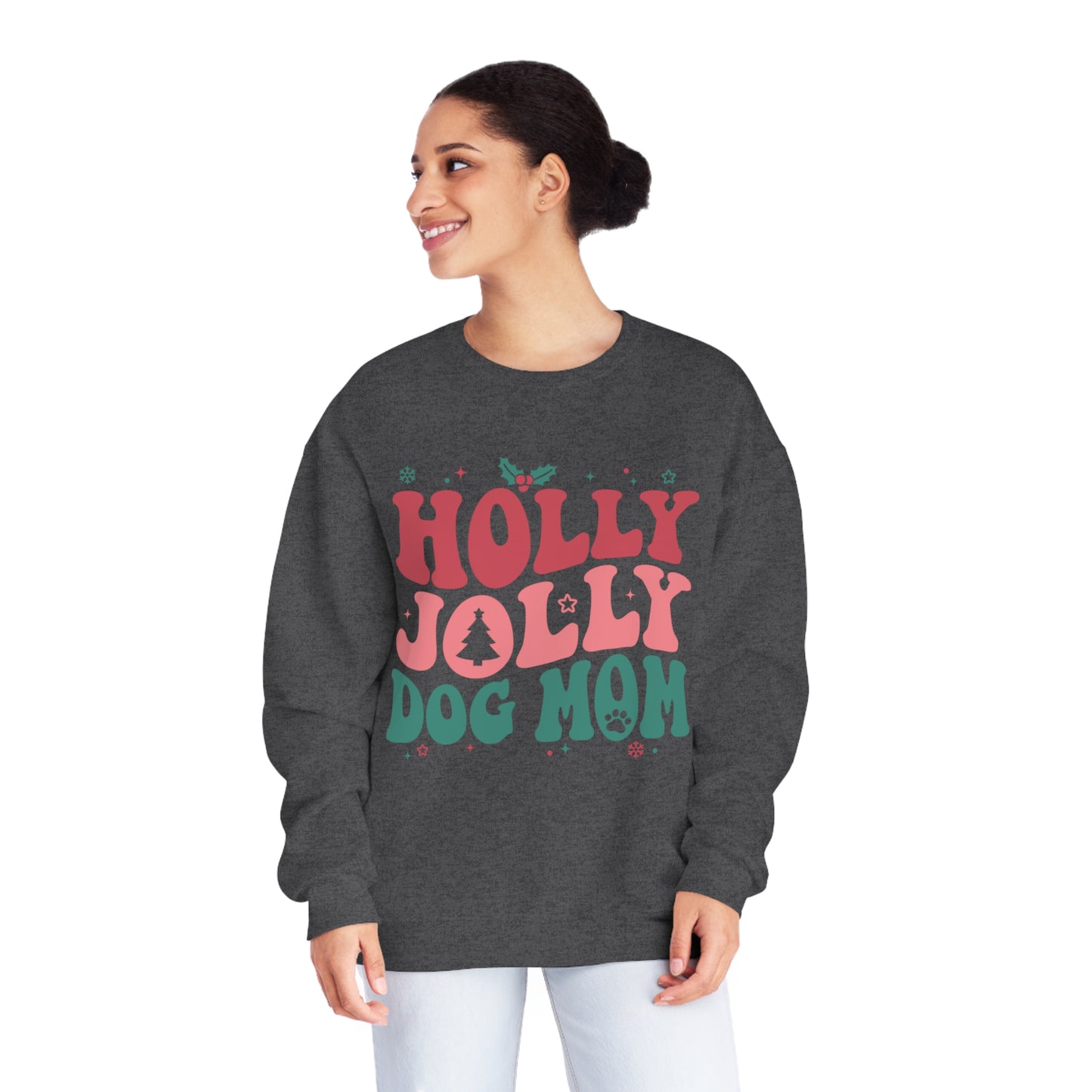 Holly Jolly Dog Mom Unisex NuBlend® Crewneck Sweatshirt