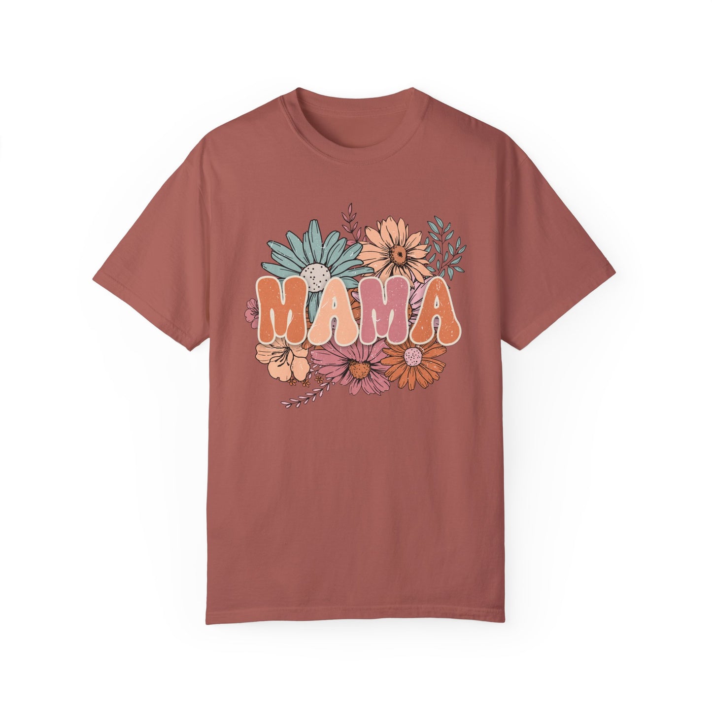 Mama Retro Floral Unisex Garment-Dyed T-shirt