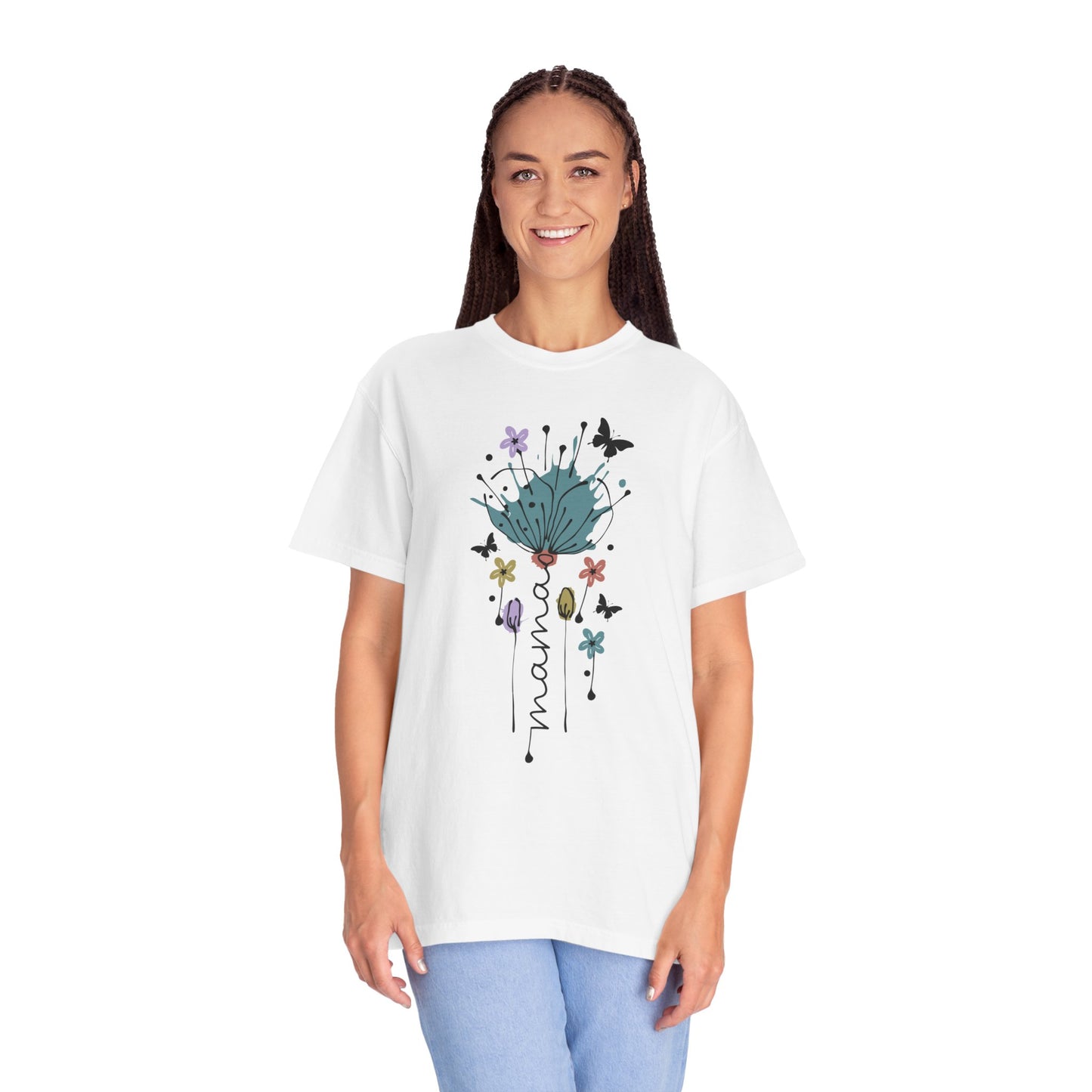 Mama Floral Unisex Garment-Dyed T-shirt