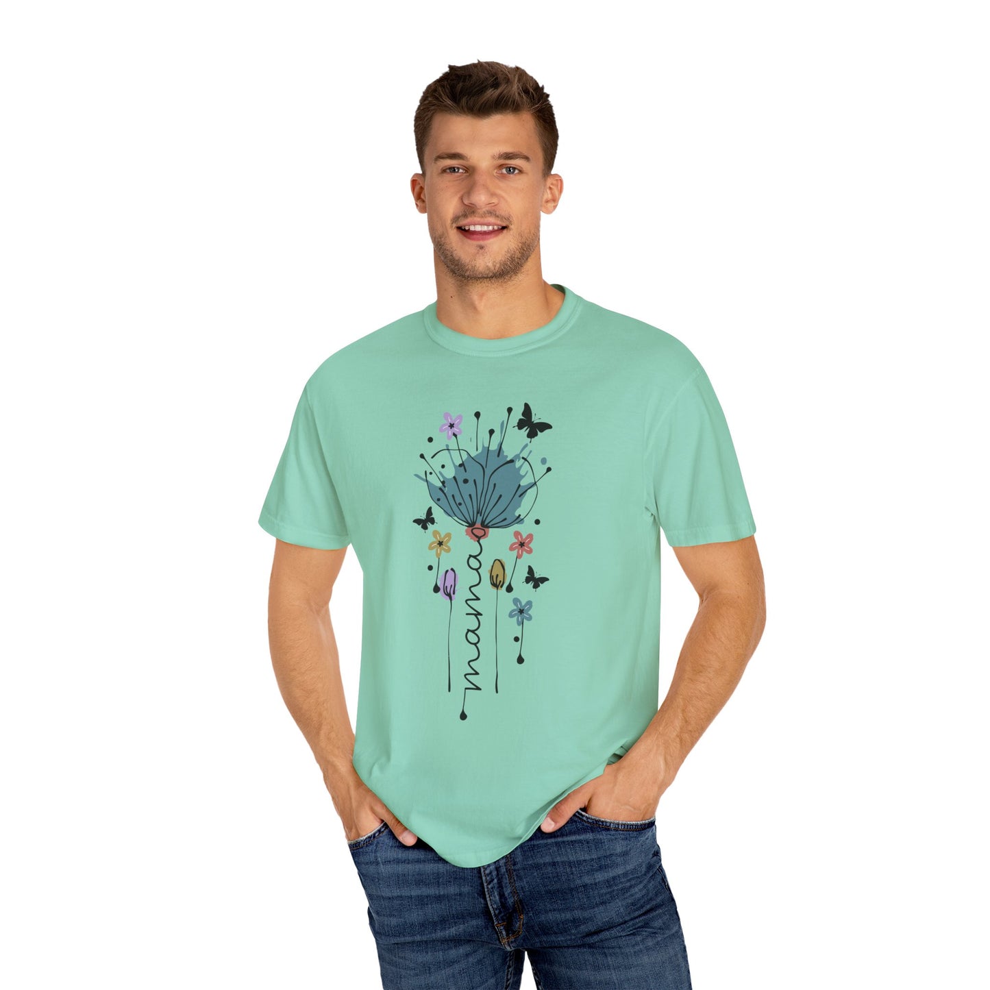 Mama Floral Unisex Garment-Dyed T-shirt