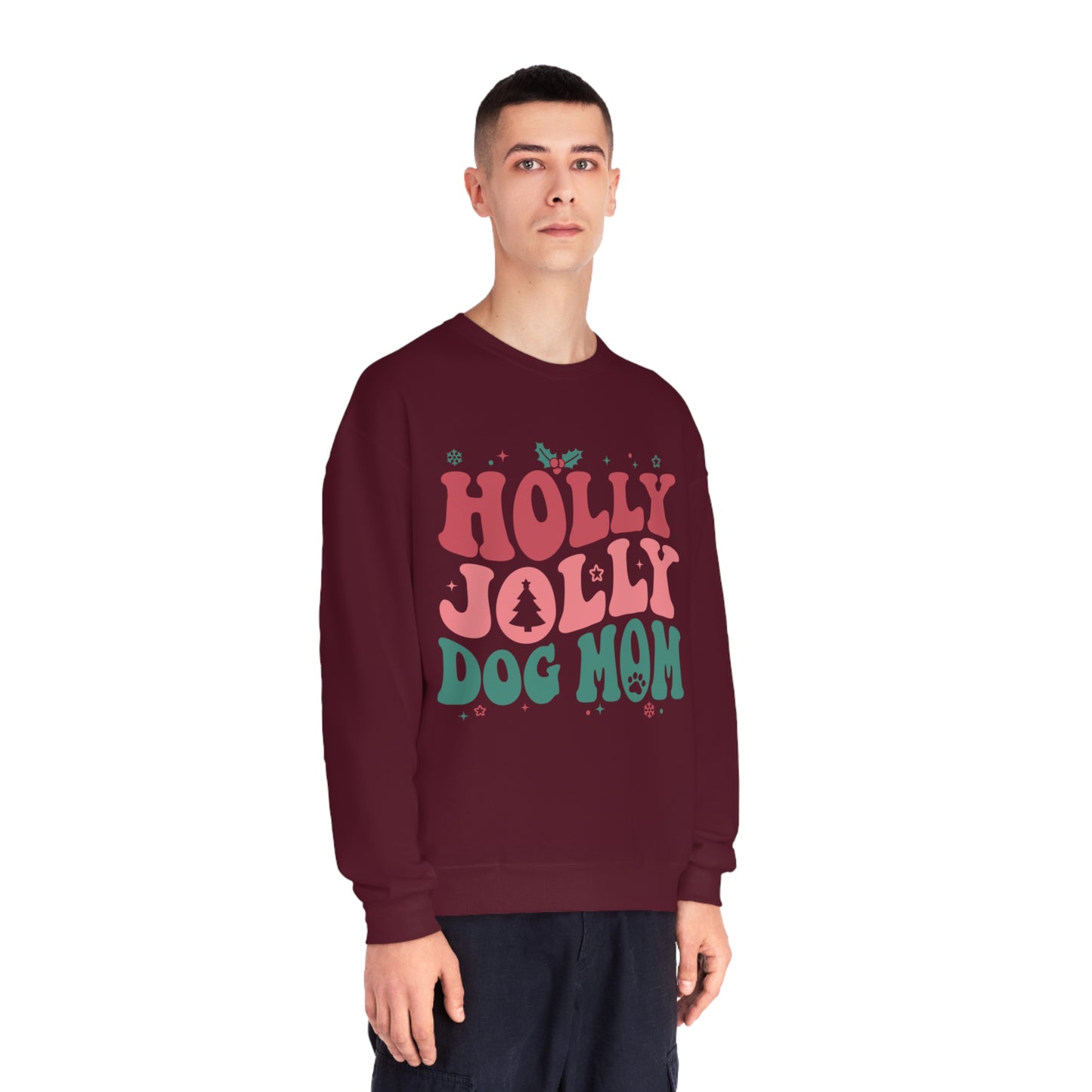 Holly Jolly Dog Mom Unisex NuBlend® Crewneck Sweatshirt