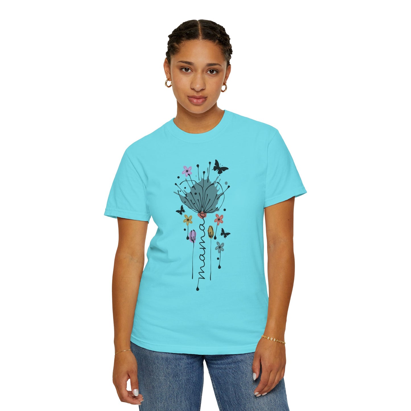 Mama Floral Unisex Garment-Dyed T-shirt