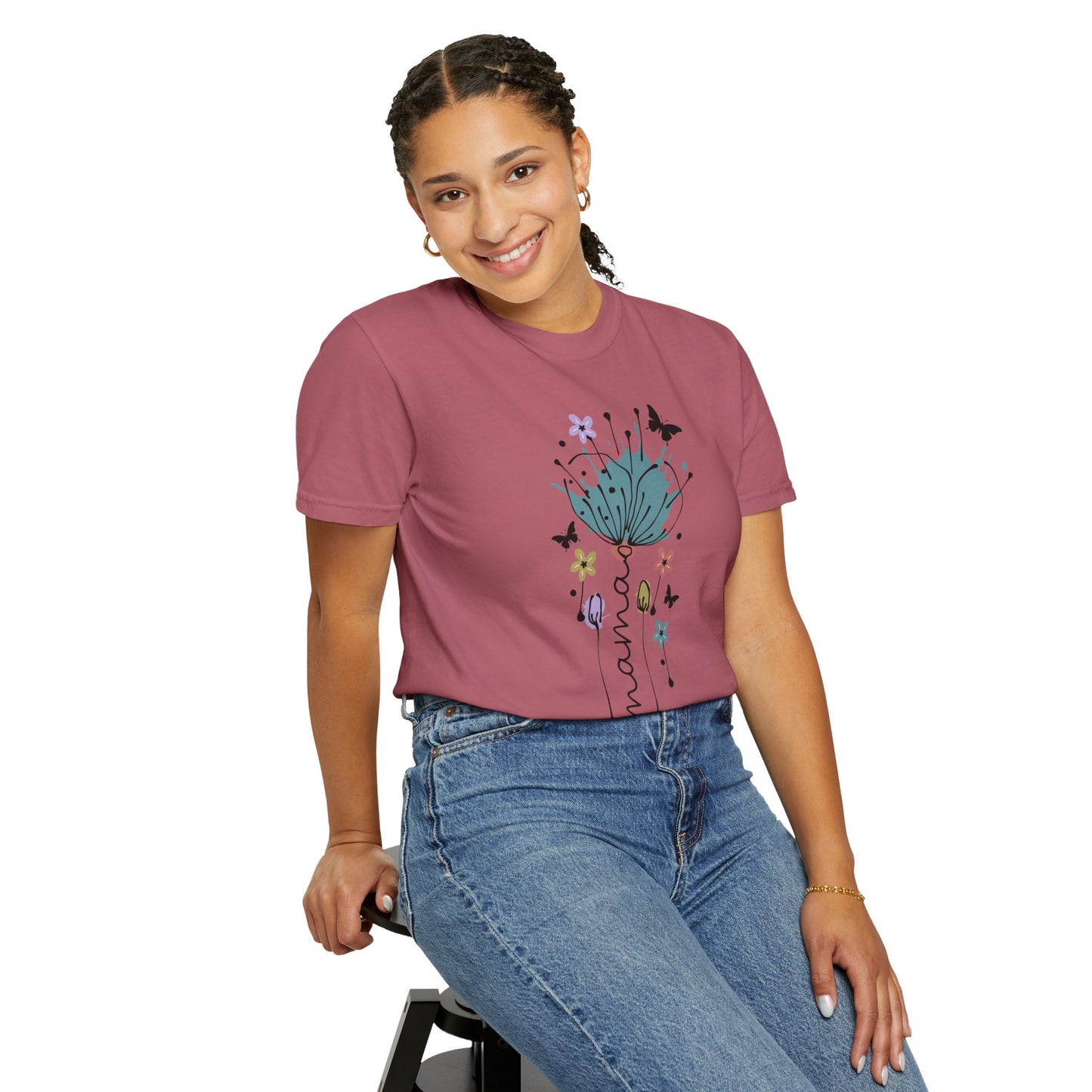 Mama Floral Unisex Garment-Dyed T-shirt