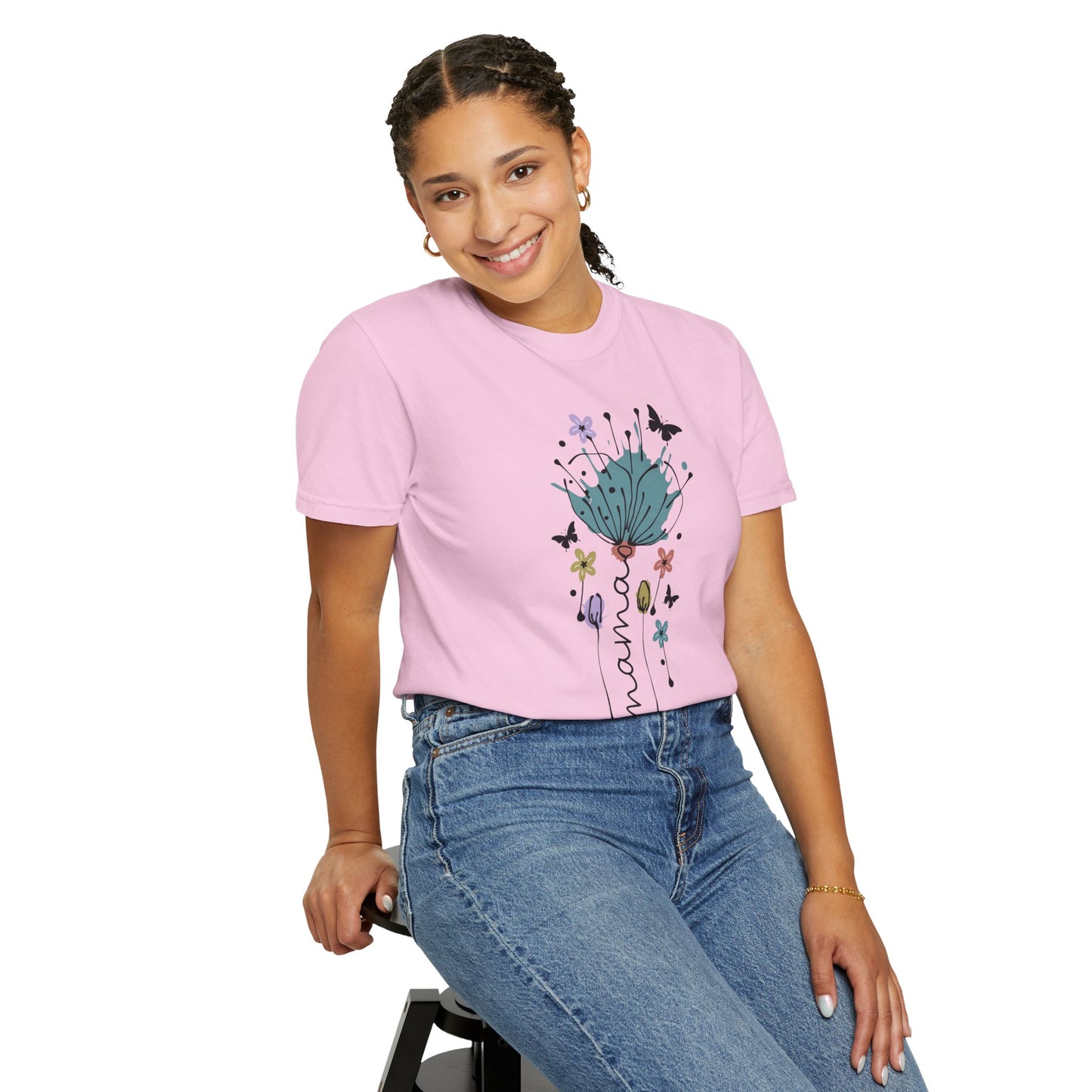 Mama Floral Unisex Garment-Dyed T-shirt