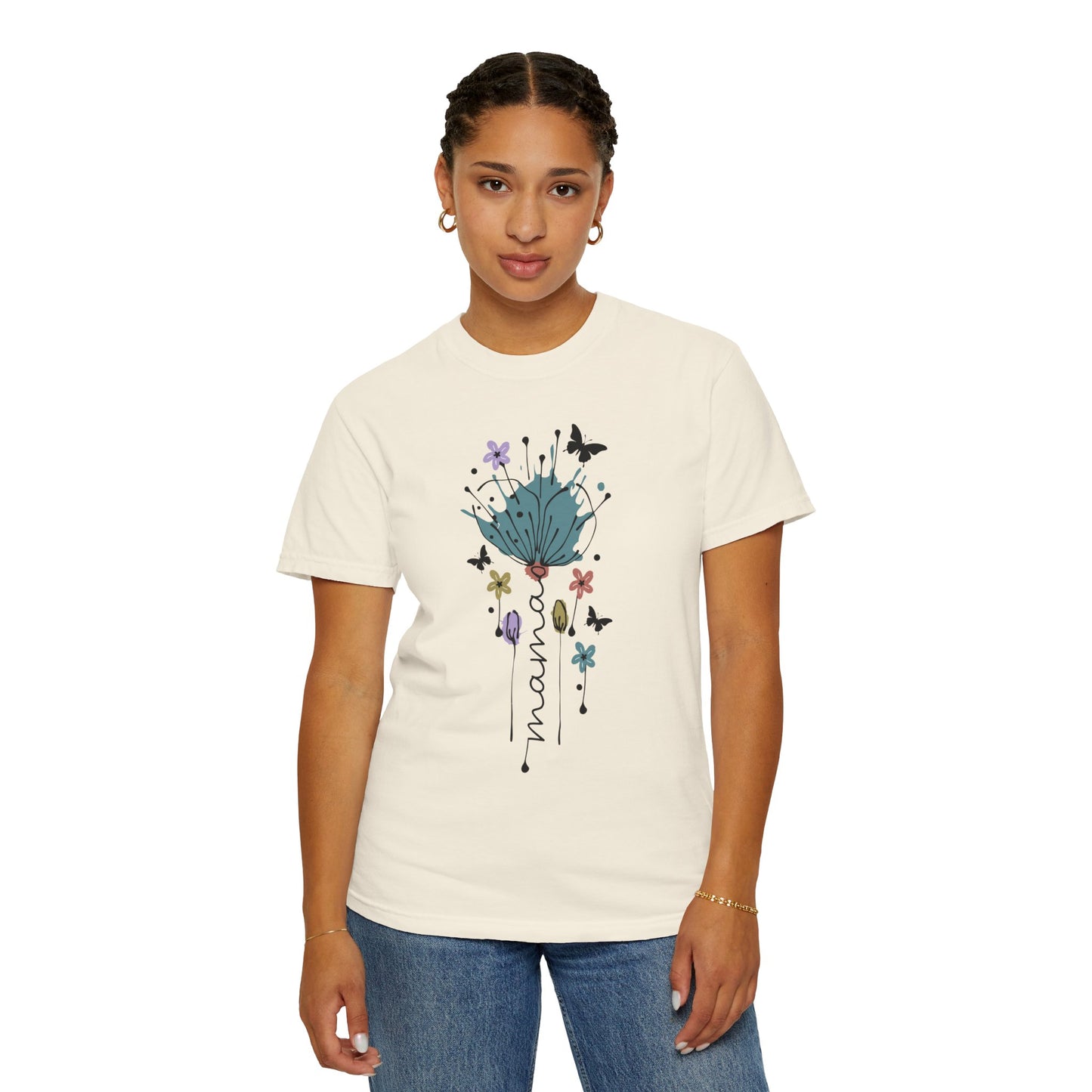 Mama Floral Unisex Garment-Dyed T-shirt