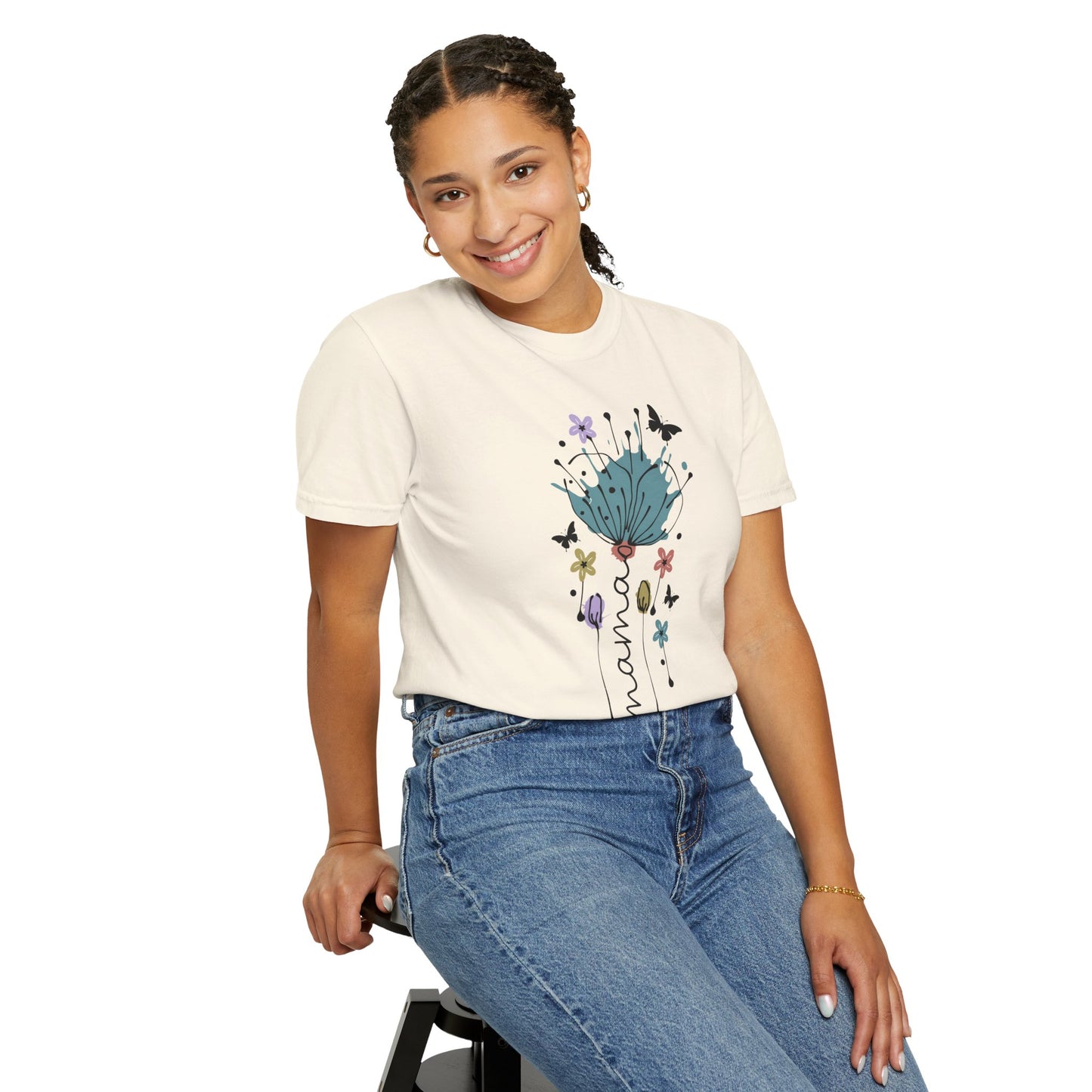 Mama Floral Unisex Garment-Dyed T-shirt