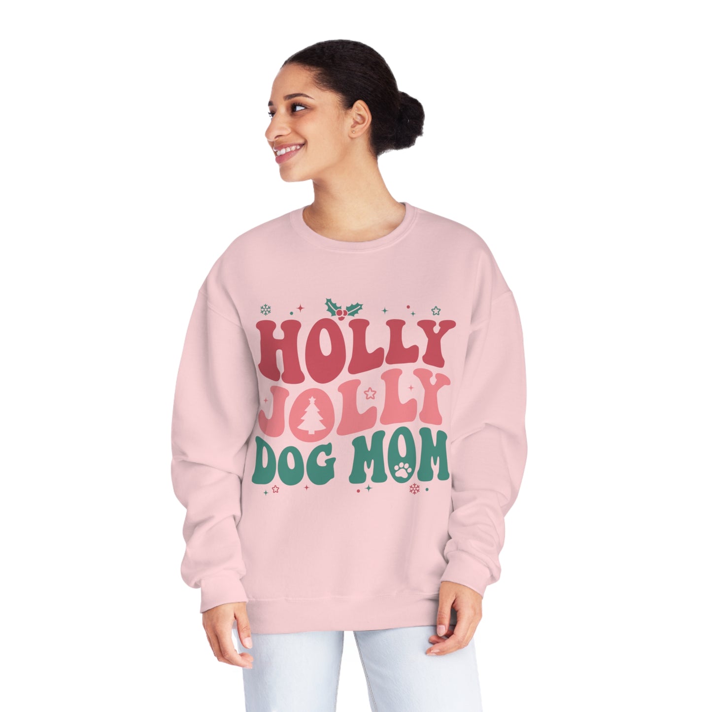 Holly Jolly Dog Mom Unisex NuBlend® Crewneck Sweatshirt