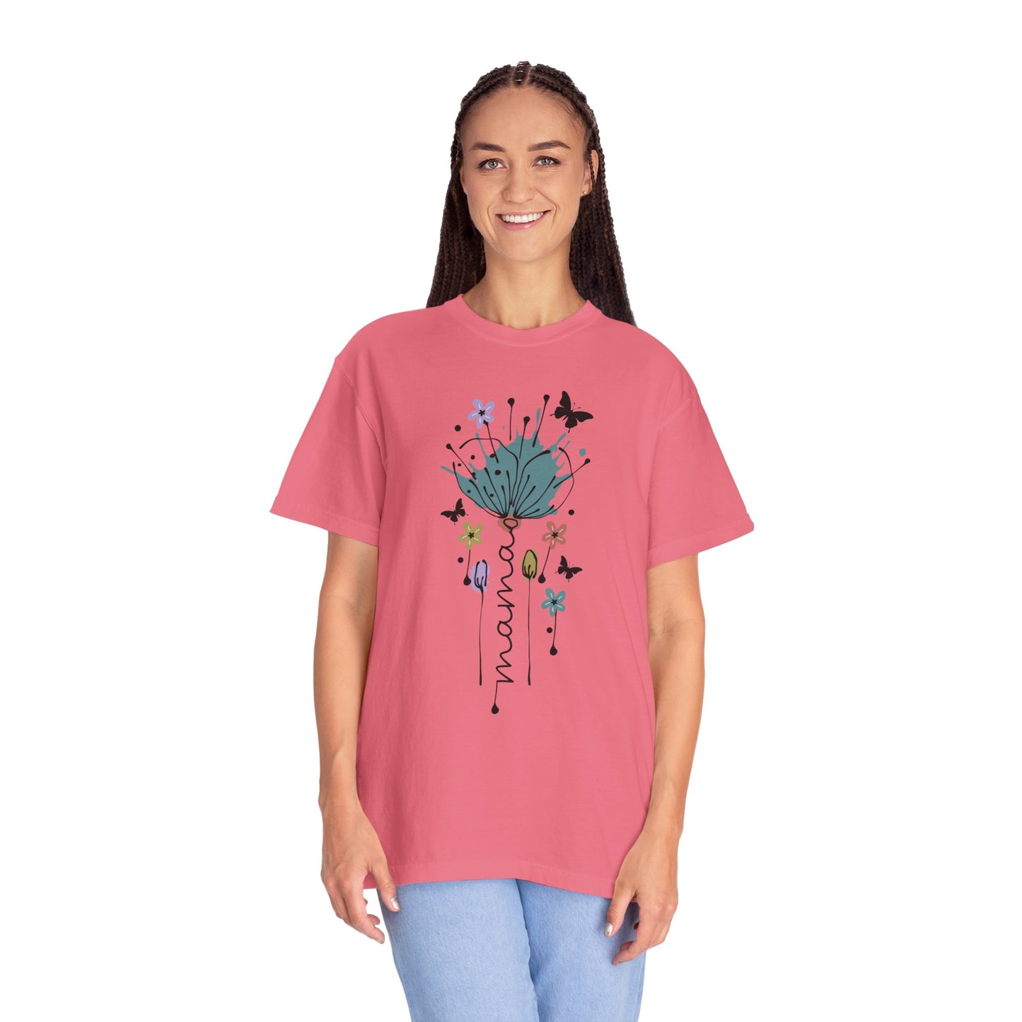 Mama Floral Unisex Garment-Dyed T-shirt