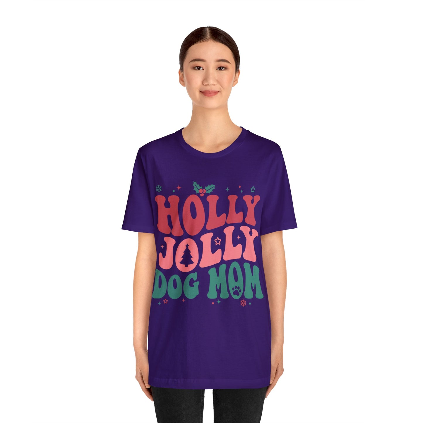 Holly Jolly Dog Mom Unisex Jersey Short Sleeve Tee