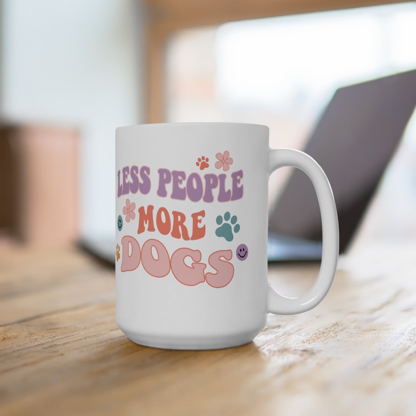 Less People More Dogs Ceramic Mug 15oz)