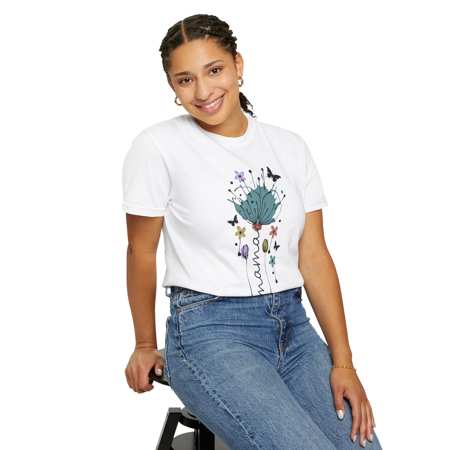 Mama Floral Unisex Garment-Dyed T-shirt