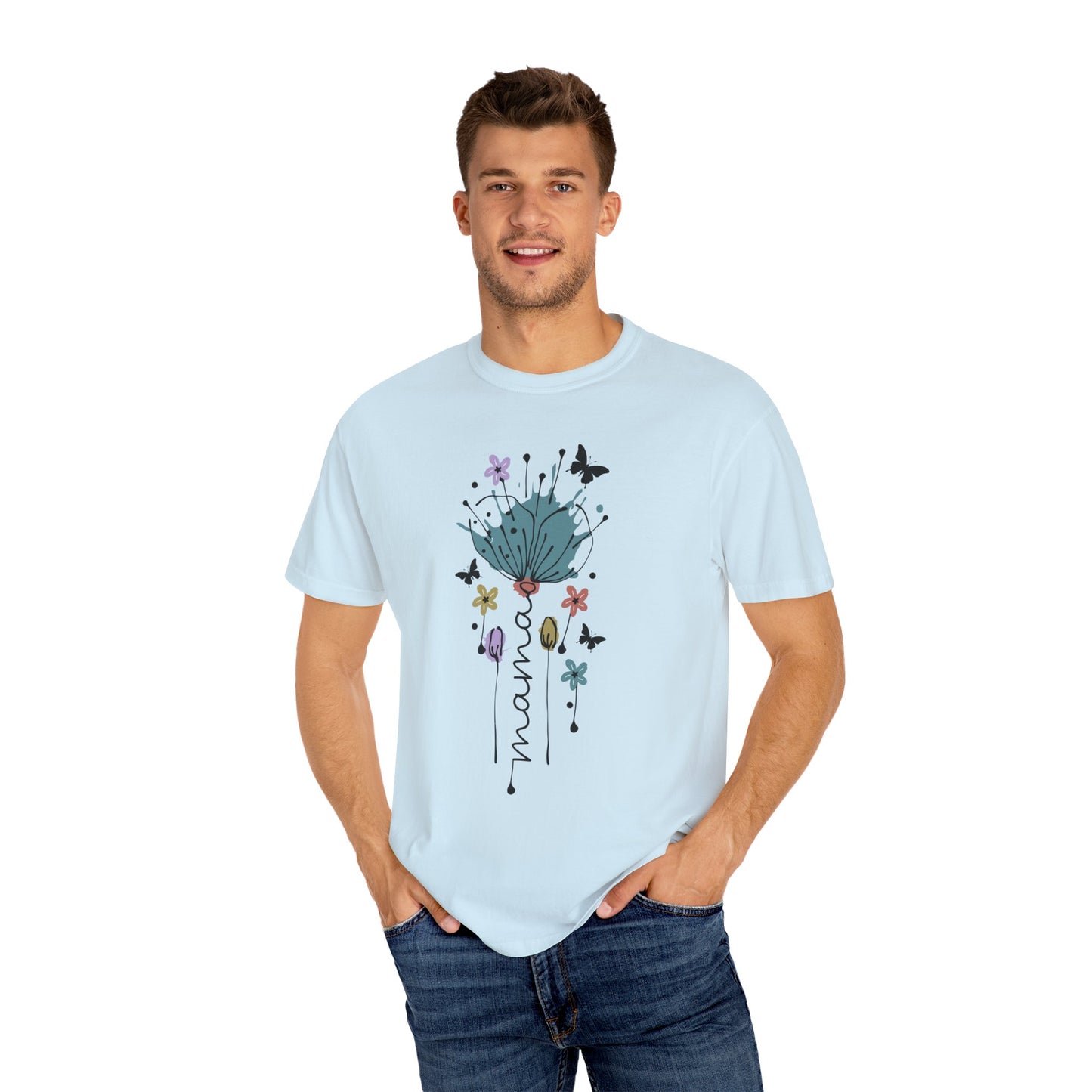 Mama Floral Unisex Garment-Dyed T-shirt