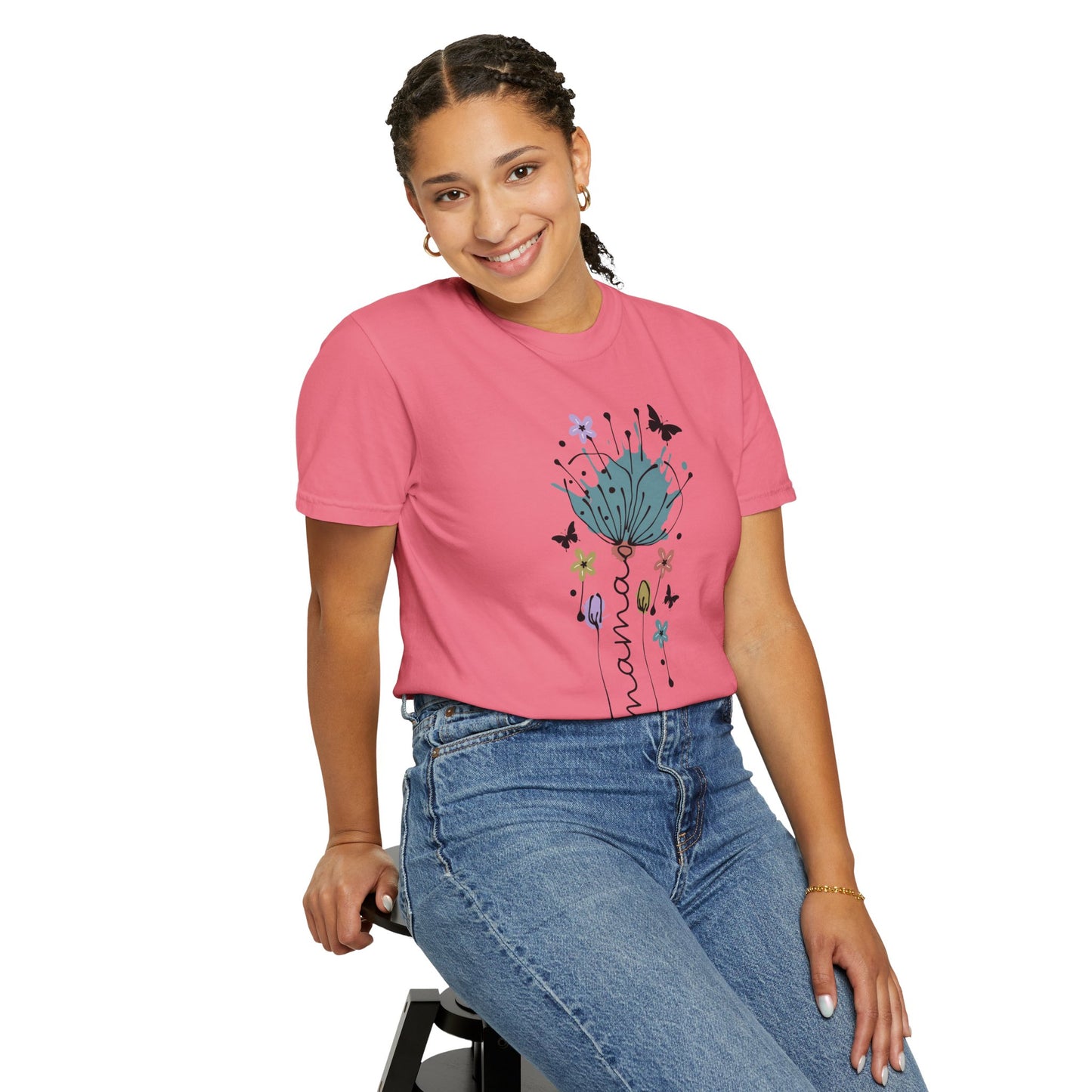 Mama Floral Unisex Garment-Dyed T-shirt