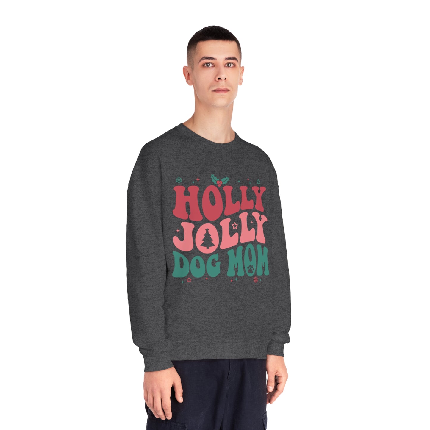 Holly Jolly Dog Mom Unisex NuBlend® Crewneck Sweatshirt