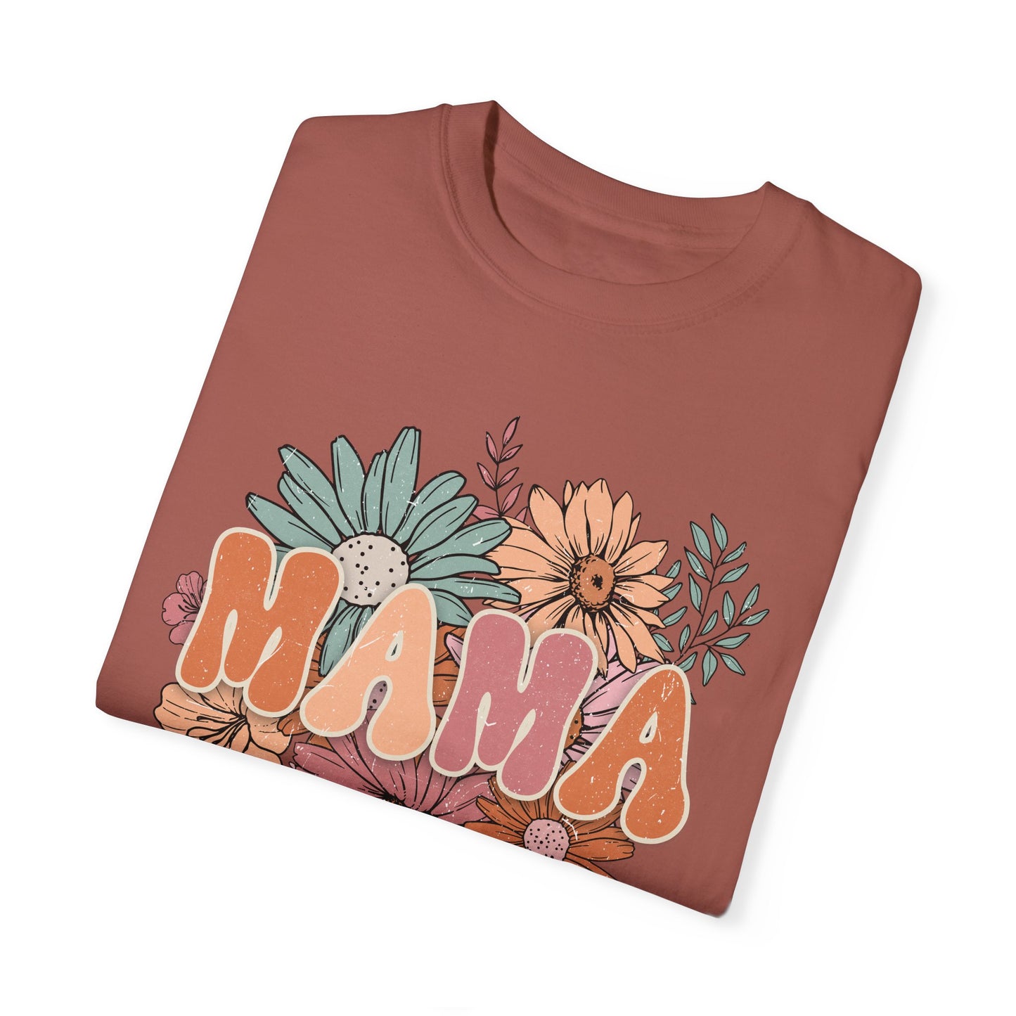 Mama Retro Floral Unisex Garment-Dyed T-shirt