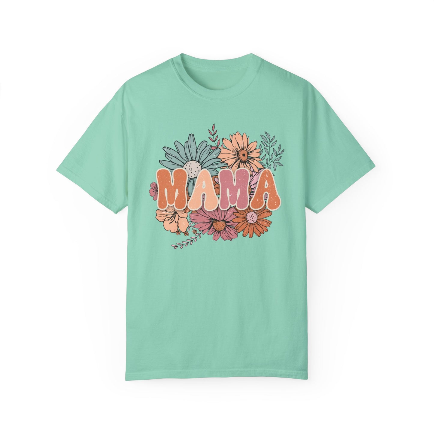 Mama Retro Floral Unisex Garment-Dyed T-shirt