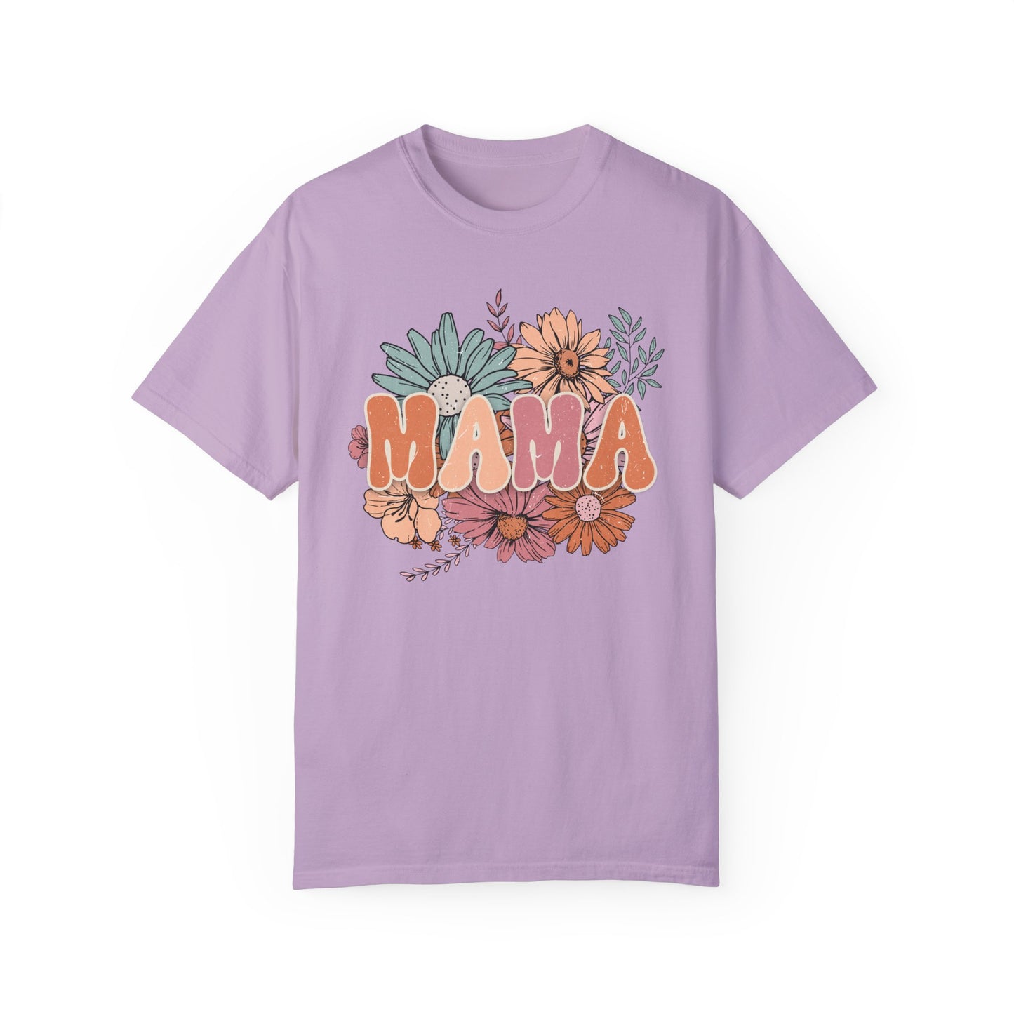 Mama Retro Floral Unisex Garment-Dyed T-shirt