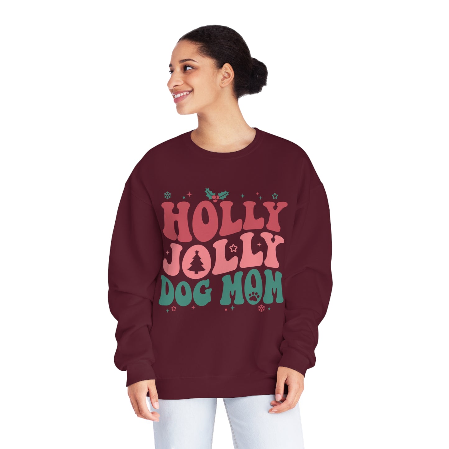 Holly Jolly Dog Mom Unisex NuBlend® Crewneck Sweatshirt