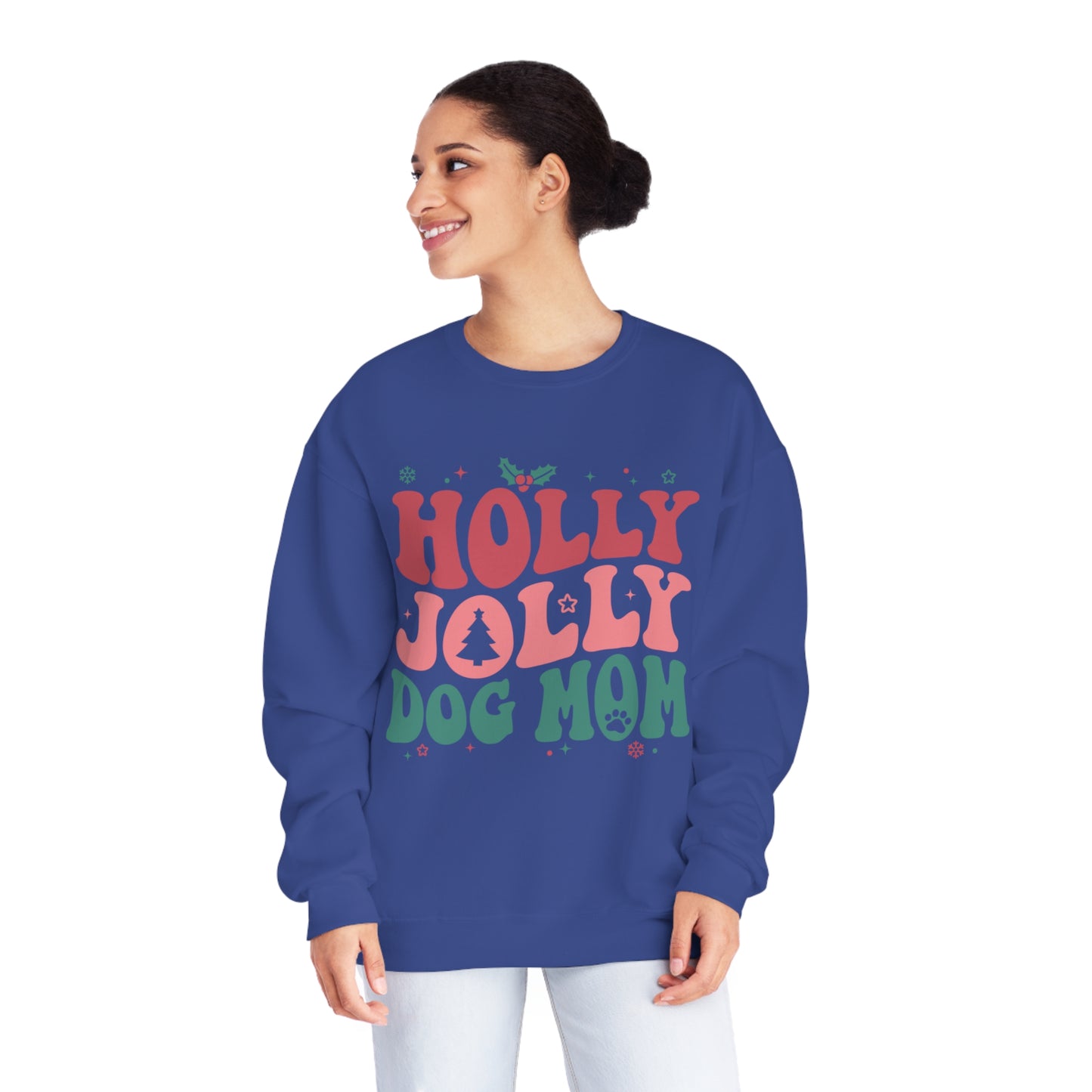 Holly Jolly Dog Mom Unisex NuBlend® Crewneck Sweatshirt