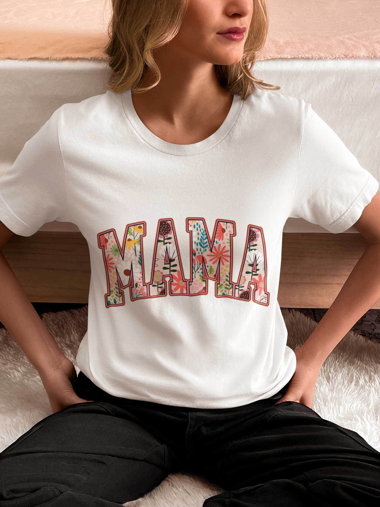 Mama Floral Unisex Garment-Dyed T-shirt