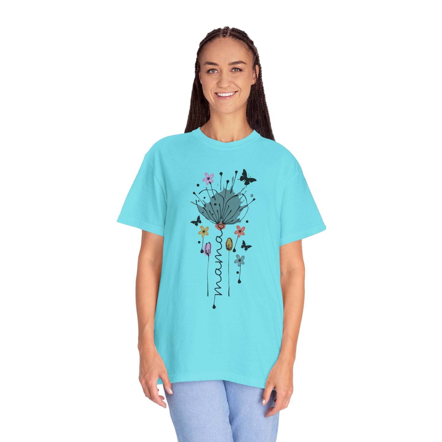 Mama Floral Unisex Garment-Dyed T-shirt