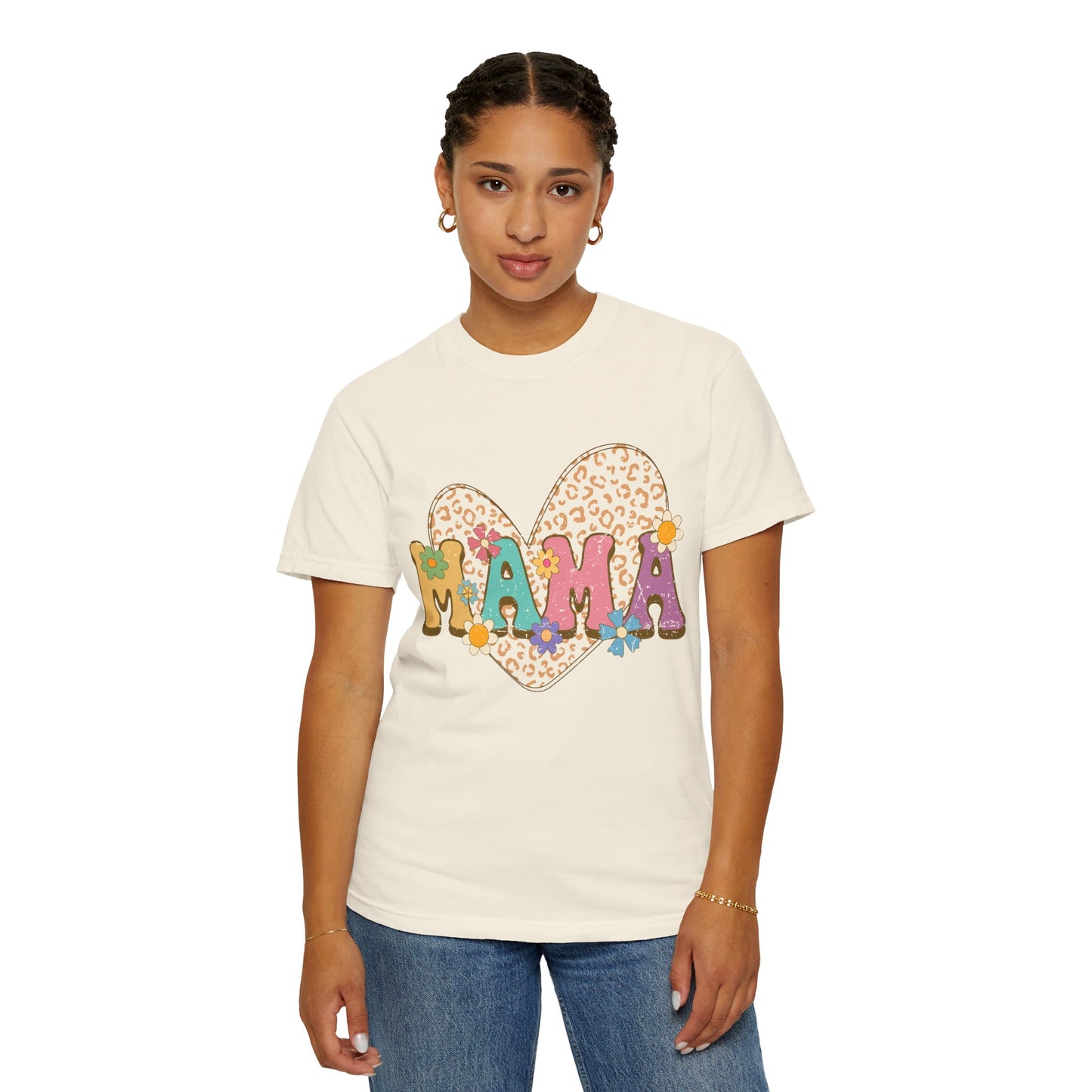 Mama Leopard Print Unisex Garment-Dyed T-shirt