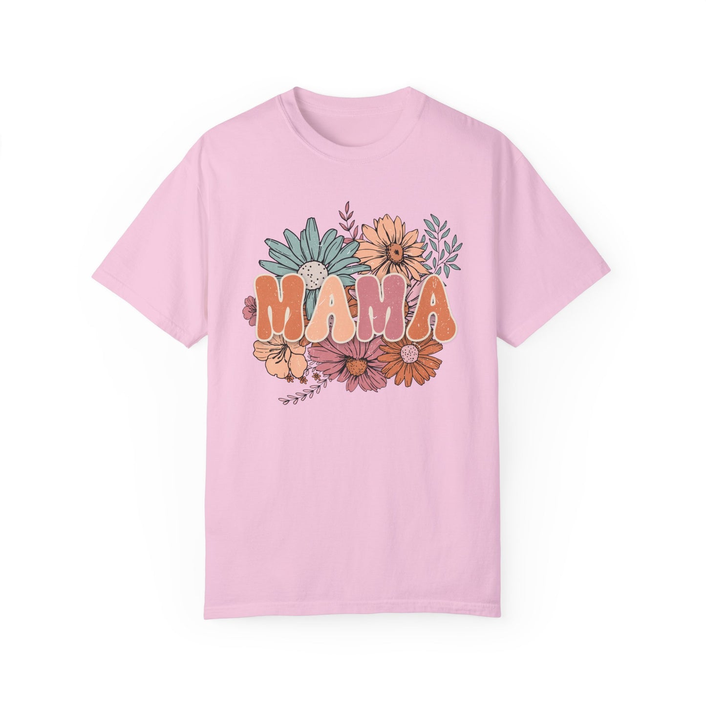 Mama Retro Floral Unisex Garment-Dyed T-shirt