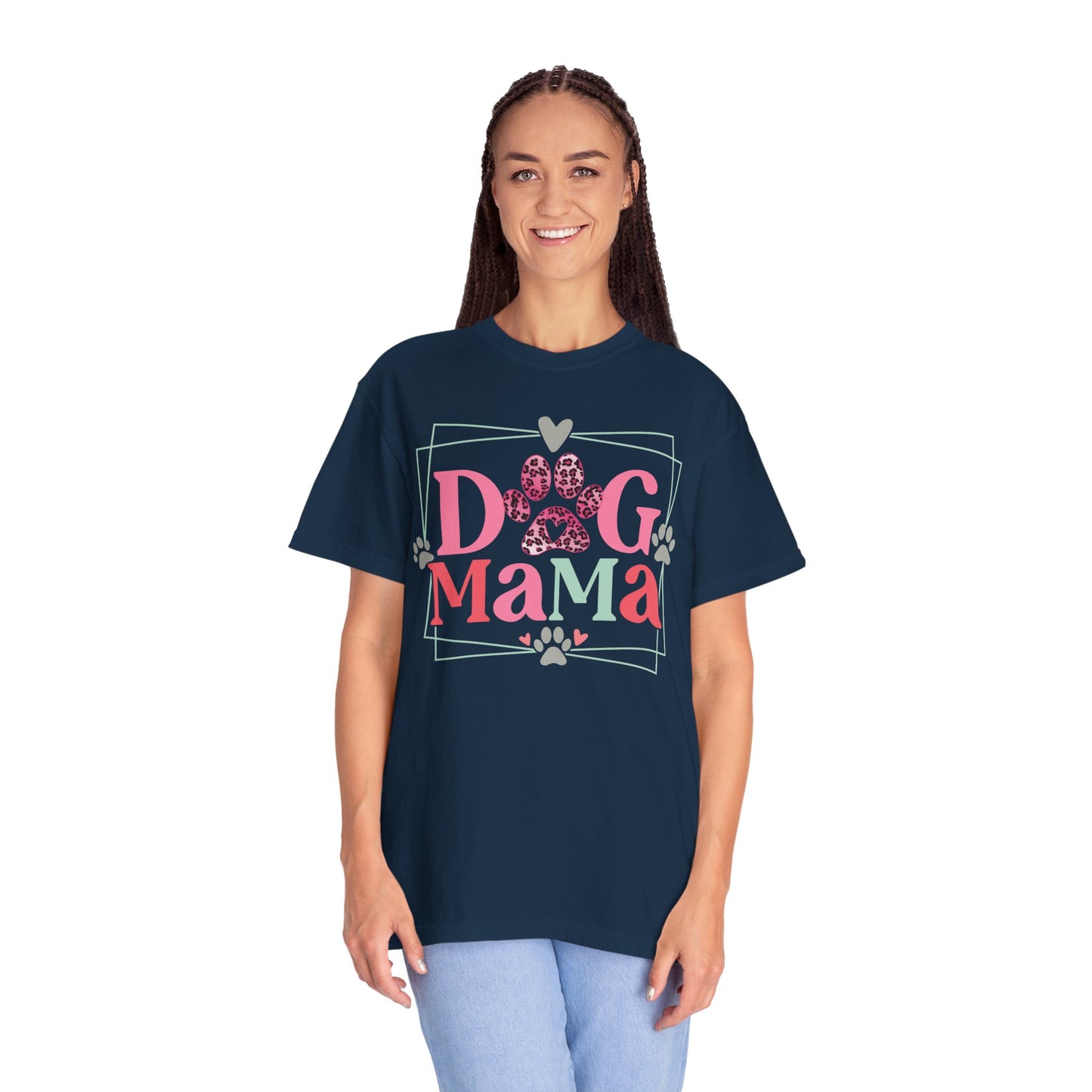 Dog Mama Leopard Print Unisex Garment-Dyed T-shirt