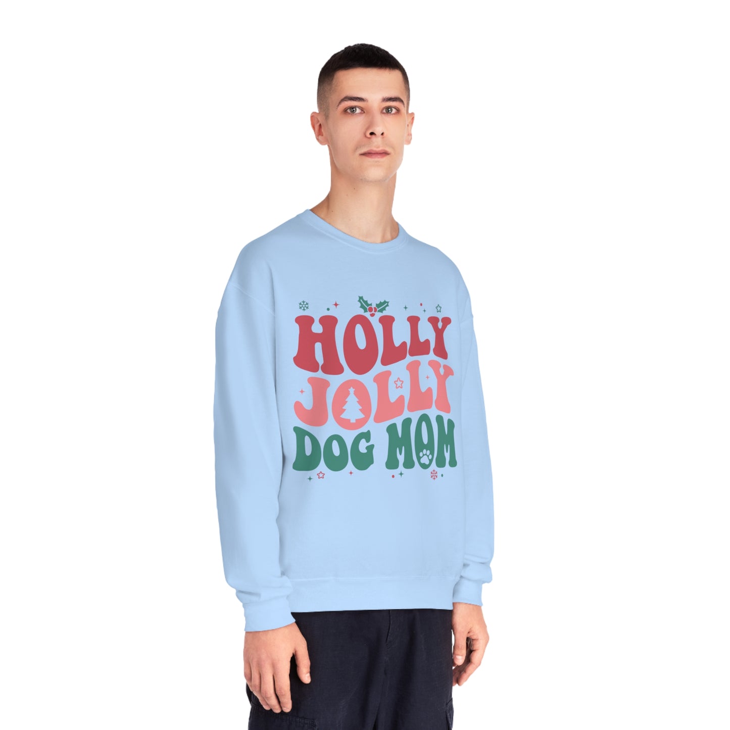 Holly Jolly Dog Mom Unisex NuBlend® Crewneck Sweatshirt