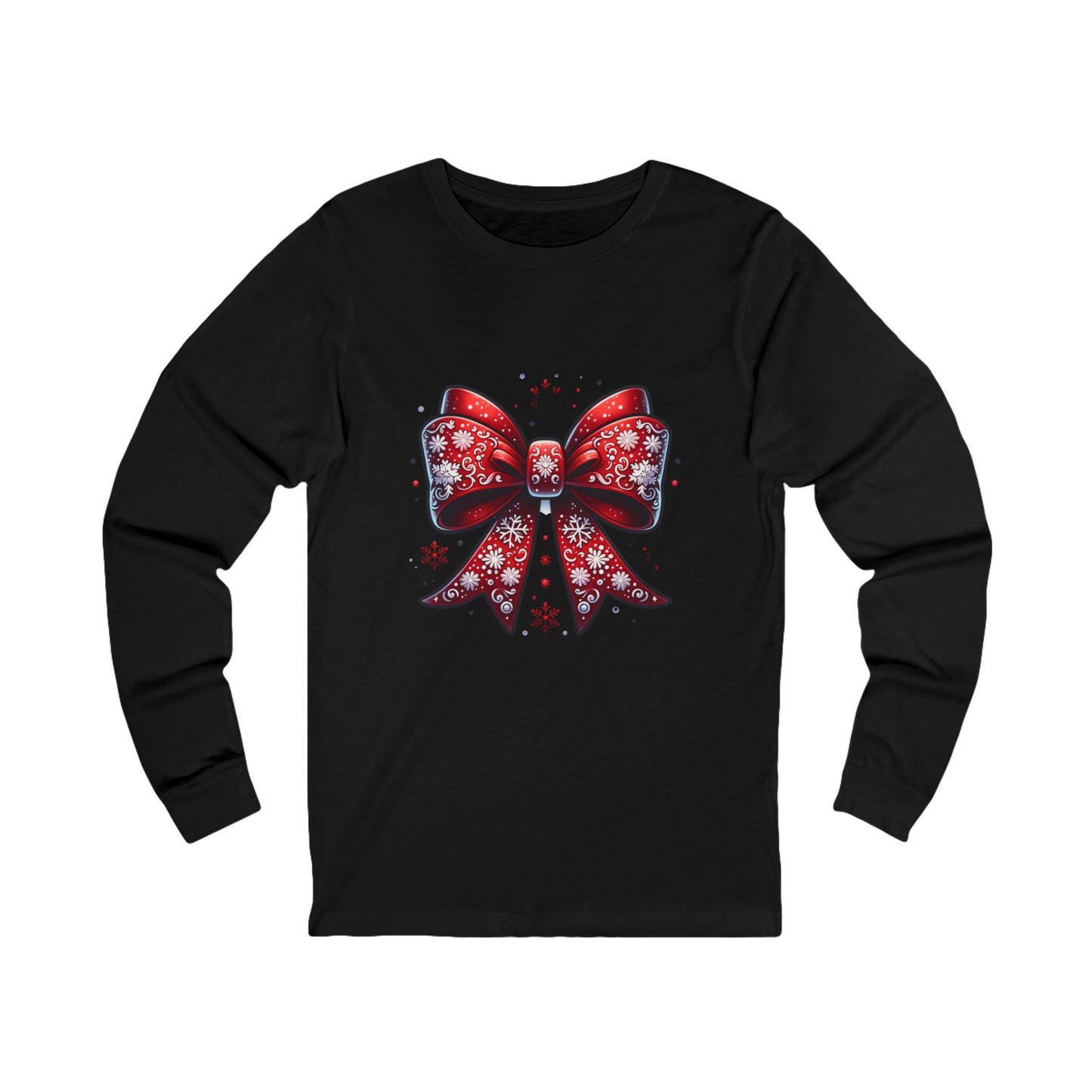 Christmas Red Bow Long Sleeve Tee