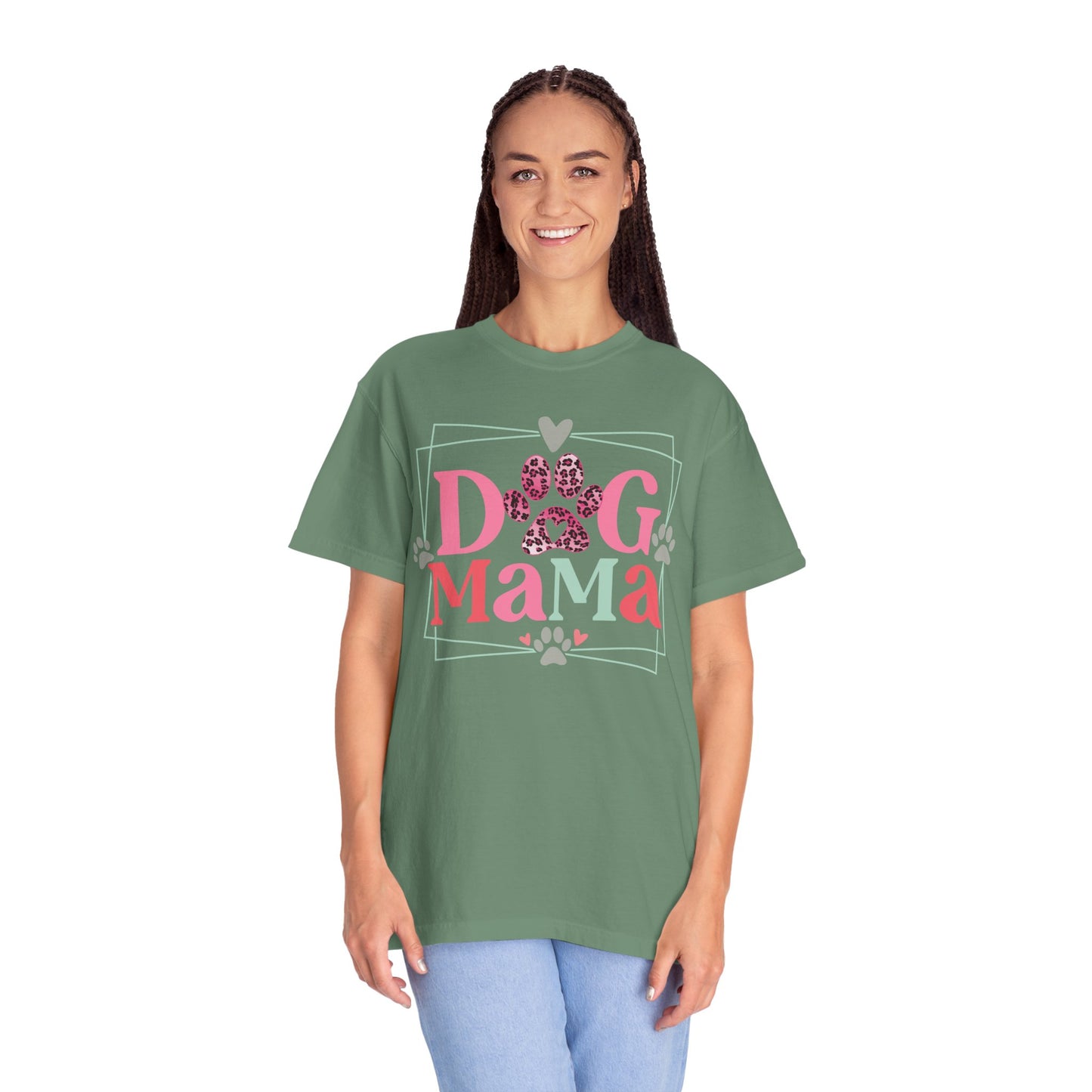 Dog Mama Leopard Print Unisex Garment-Dyed T-shirt